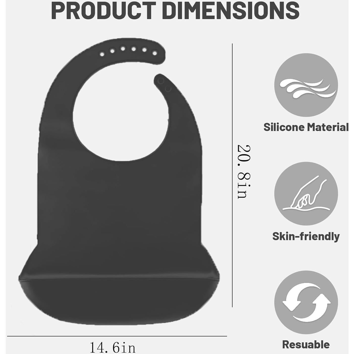 Babero Ajustable de Silicona para Adultos - Unisex Negro