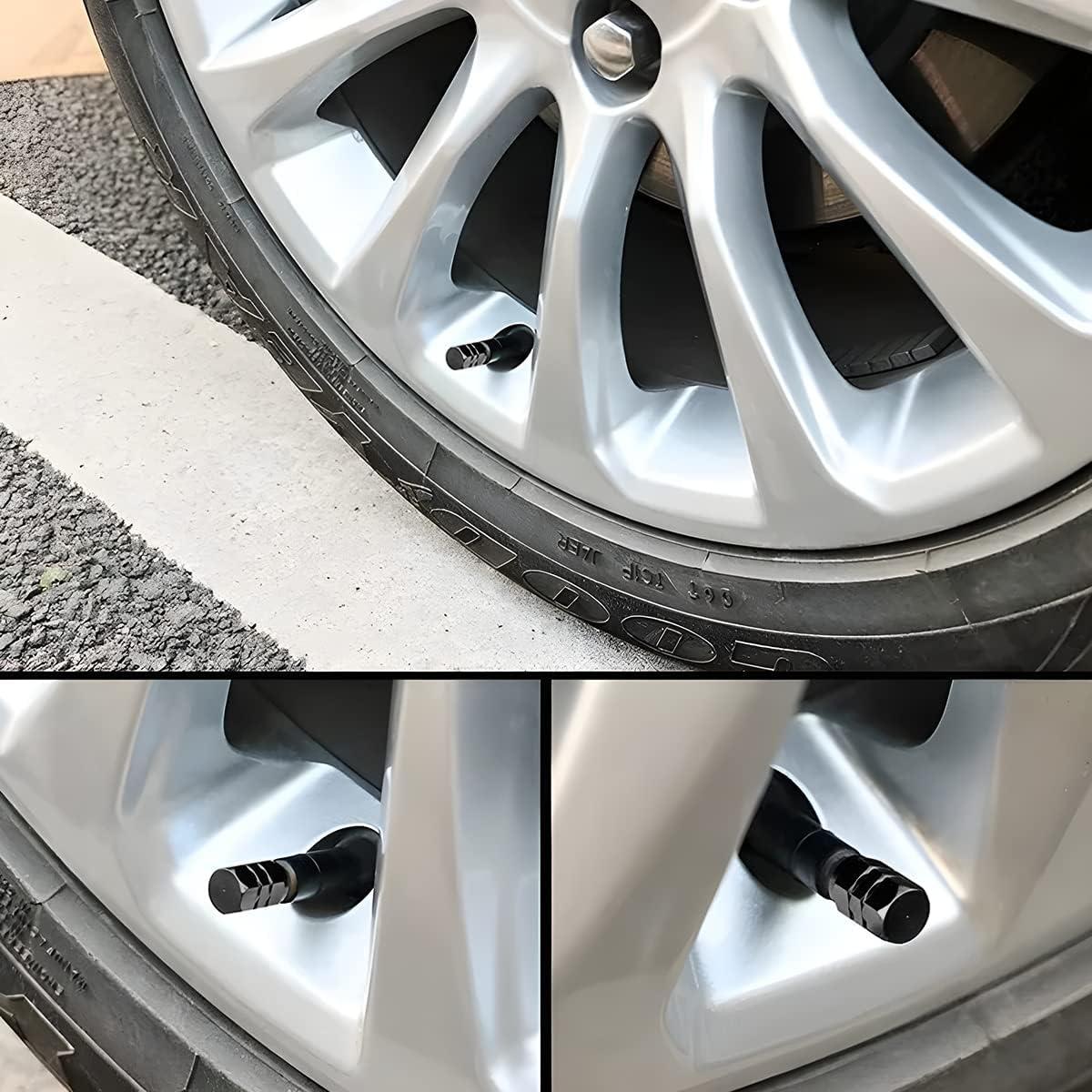 Tapa de Válvula de Neumático AUCELI 12 Piezas Hexagonal Negro