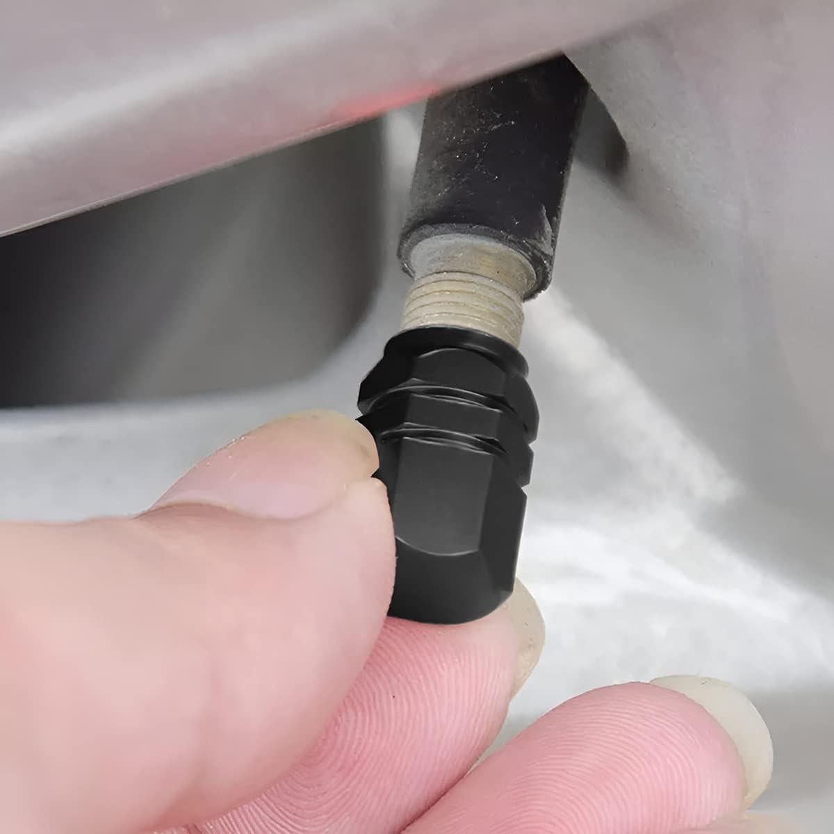 Tapa de Válvula de Neumático AUCELI 12 Piezas Hexagonal Negro