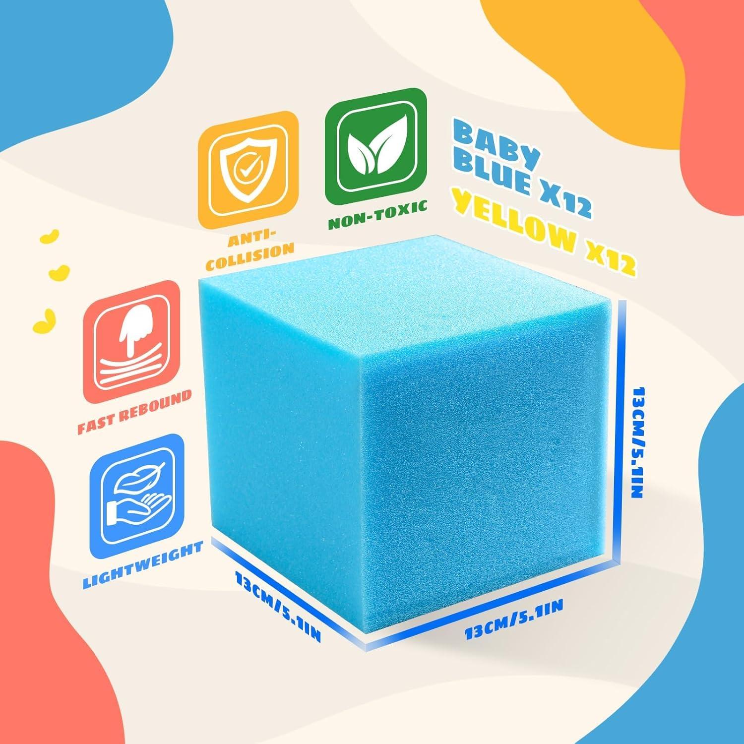 Cubos de Espuma TAYUQEE 24 PCS 12.7 cm Multi-Deporte Azul Amarillo