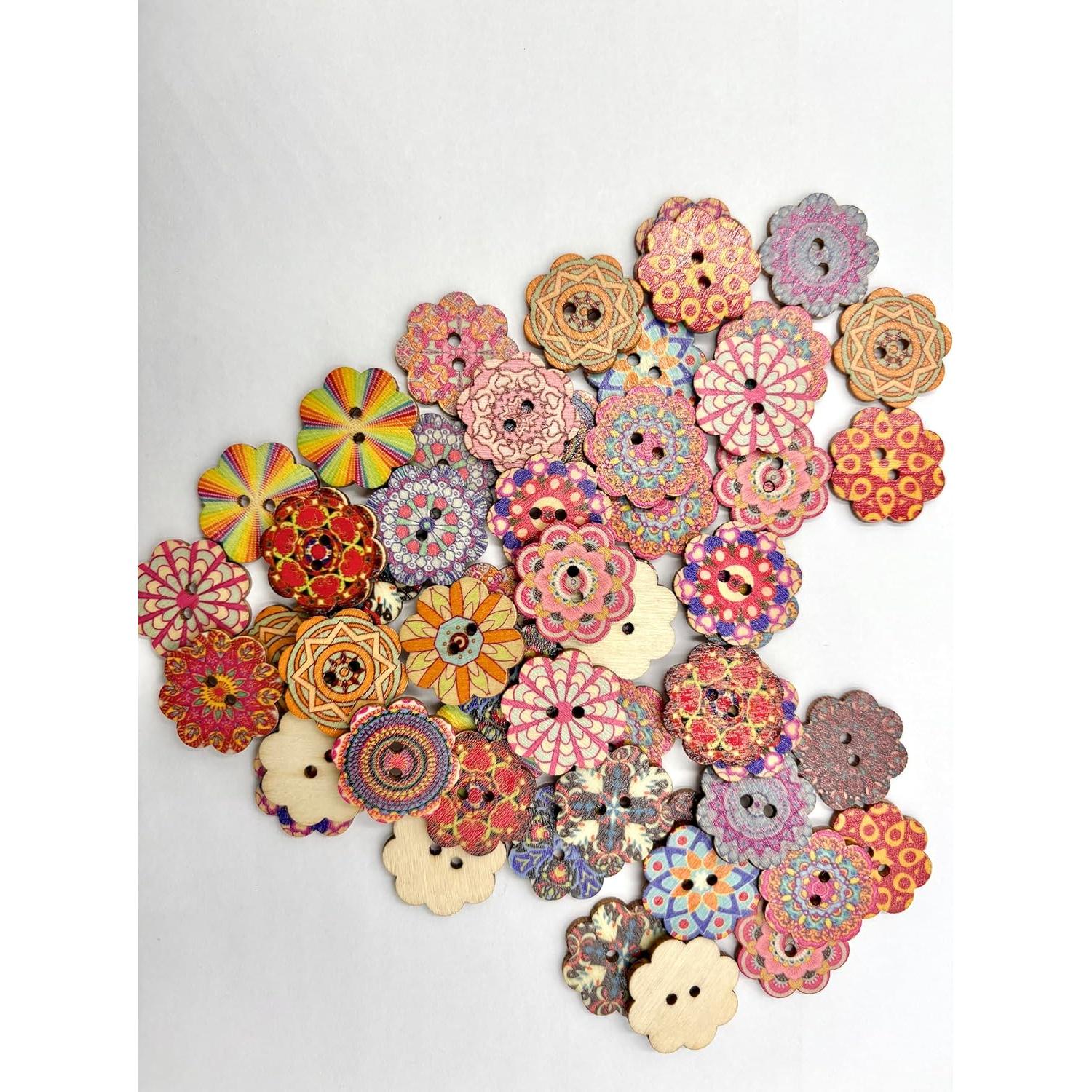 100 Botones de Madera Vintage 25mm 2 Agujeros Mahaohao