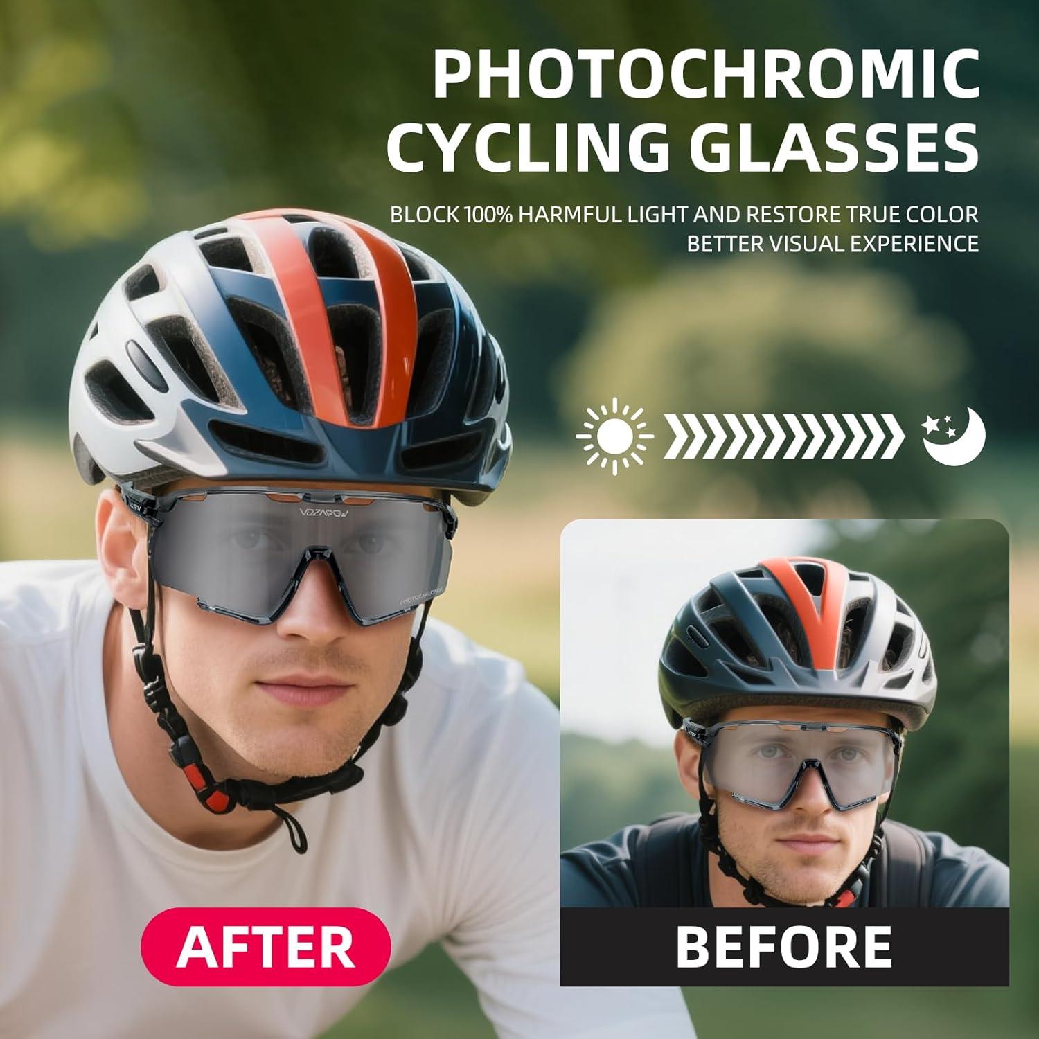 Gafas de sol fotocromáticas VOZAPOW para ciclismo y deportes