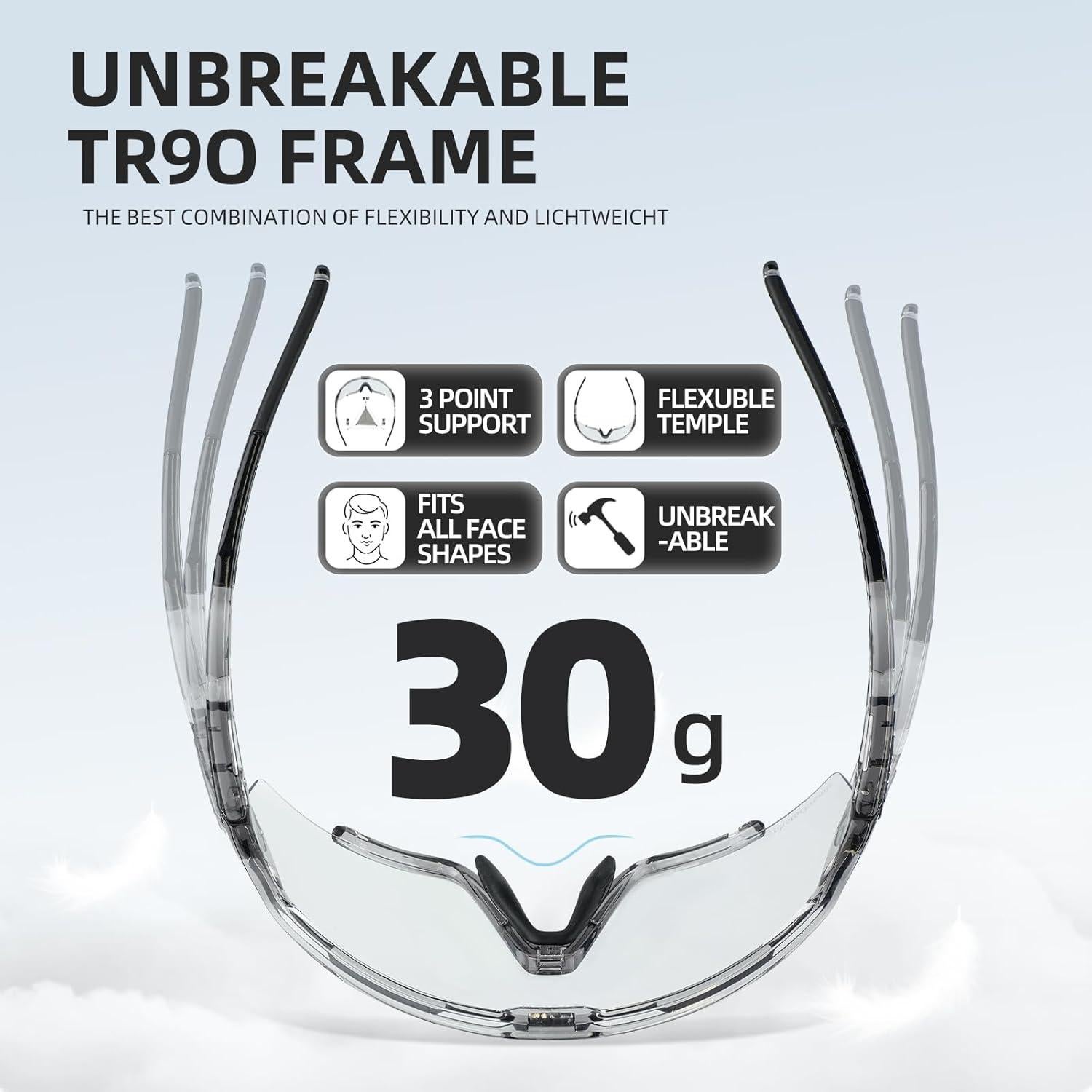 Gafas de sol fotocromáticas VOZAPOW para ciclismo y deportes