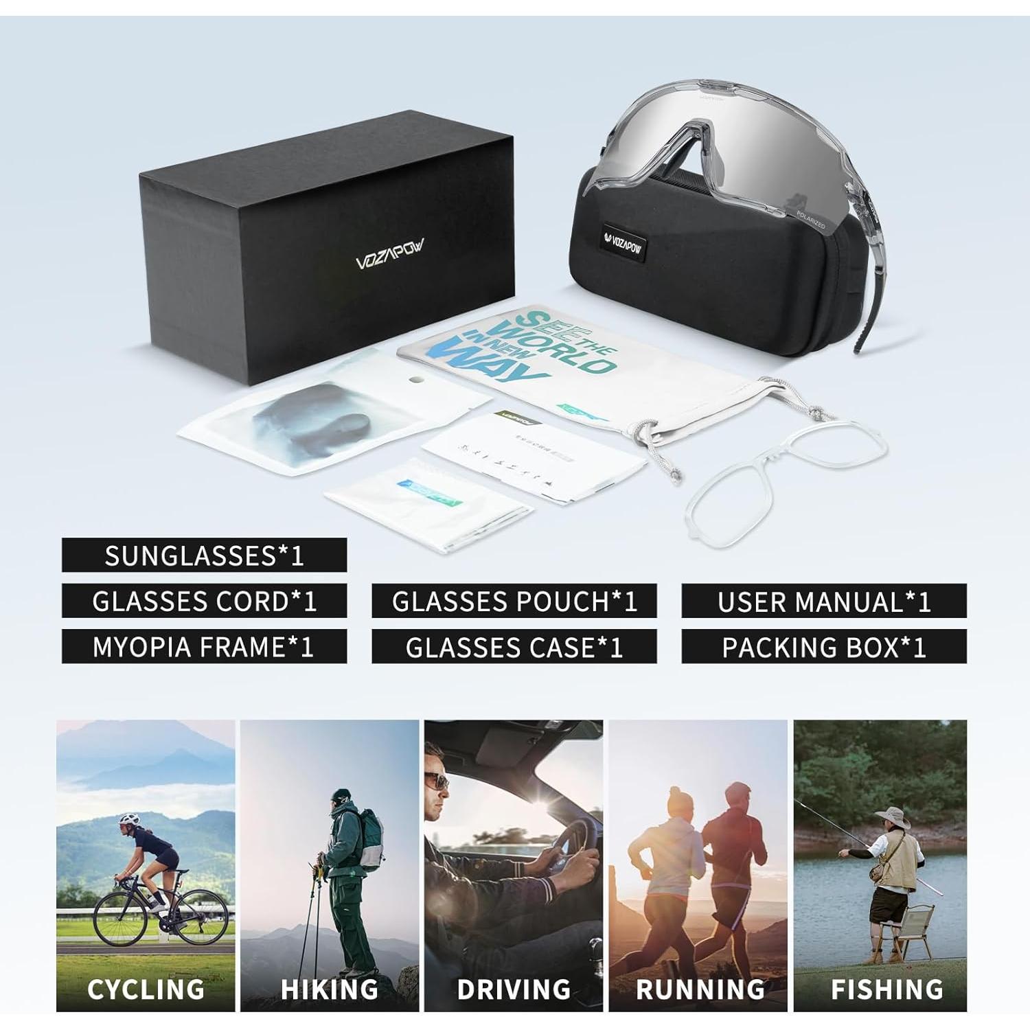 Gafas de sol fotocromáticas VOZAPOW para ciclismo y deportes