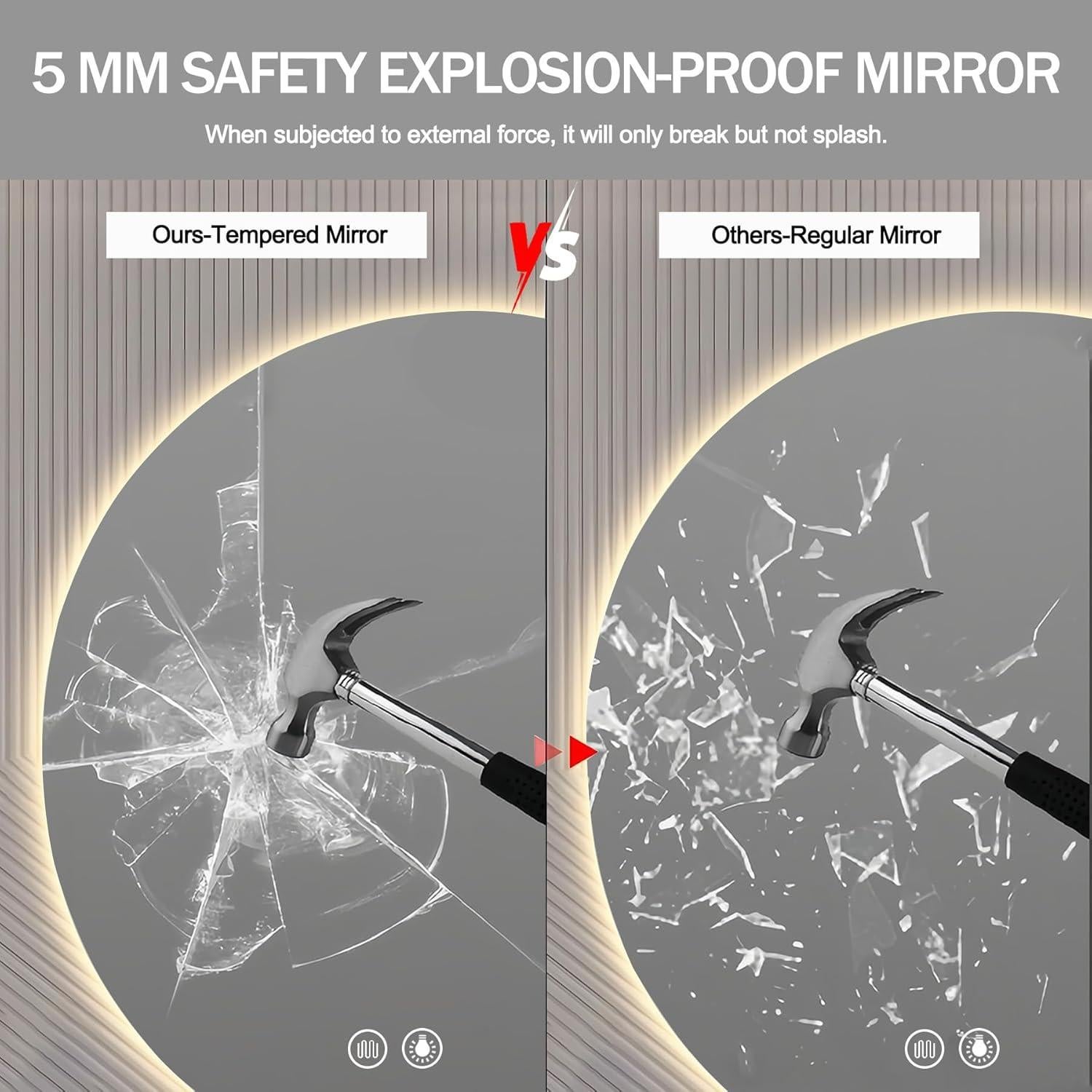 Espejo LED IYTBILQ 81.28 cm Redondo con Anti-vaho y 3 Colores