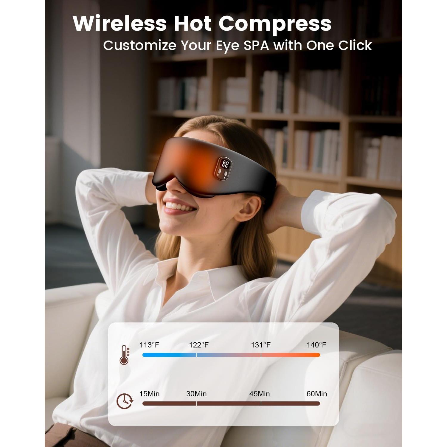 Máscara de Ojos Calentada Anydance Inalámbrica 4 Temperaturas