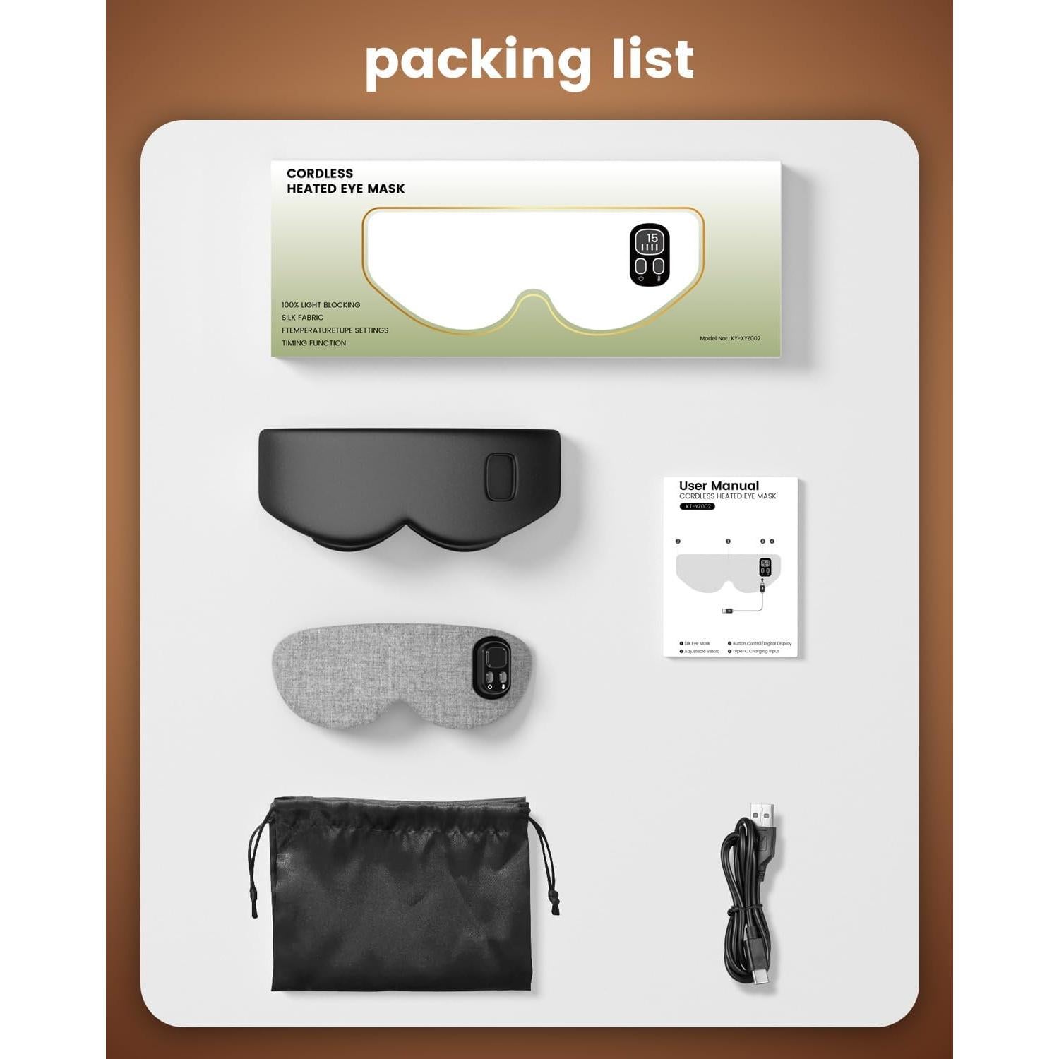 Máscara de Ojos Calentada Anydance Inalámbrica 4 Temperaturas