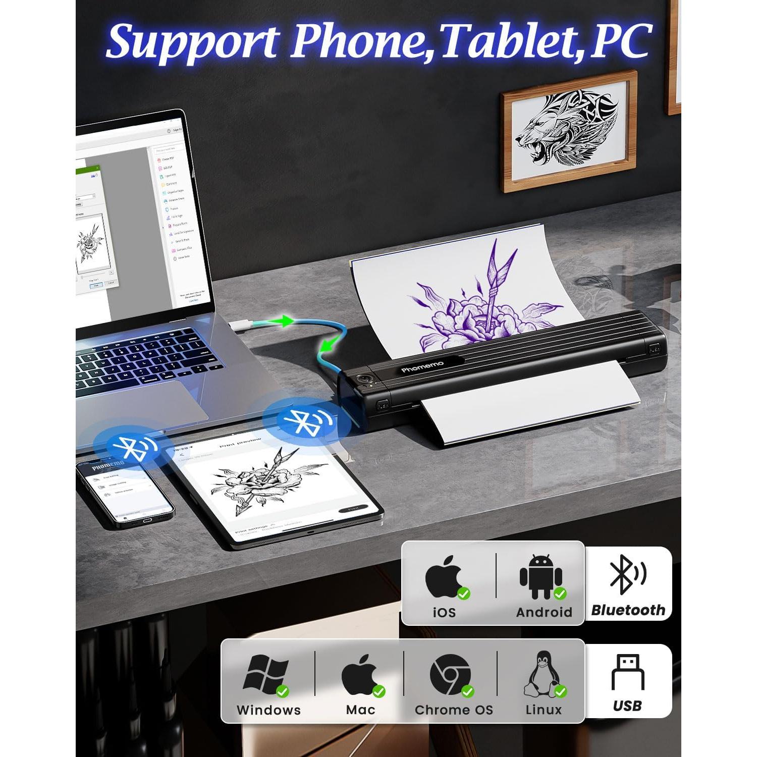 Impresora de Plantillas de Tatuaje Inalámbrica Phomemo TP83