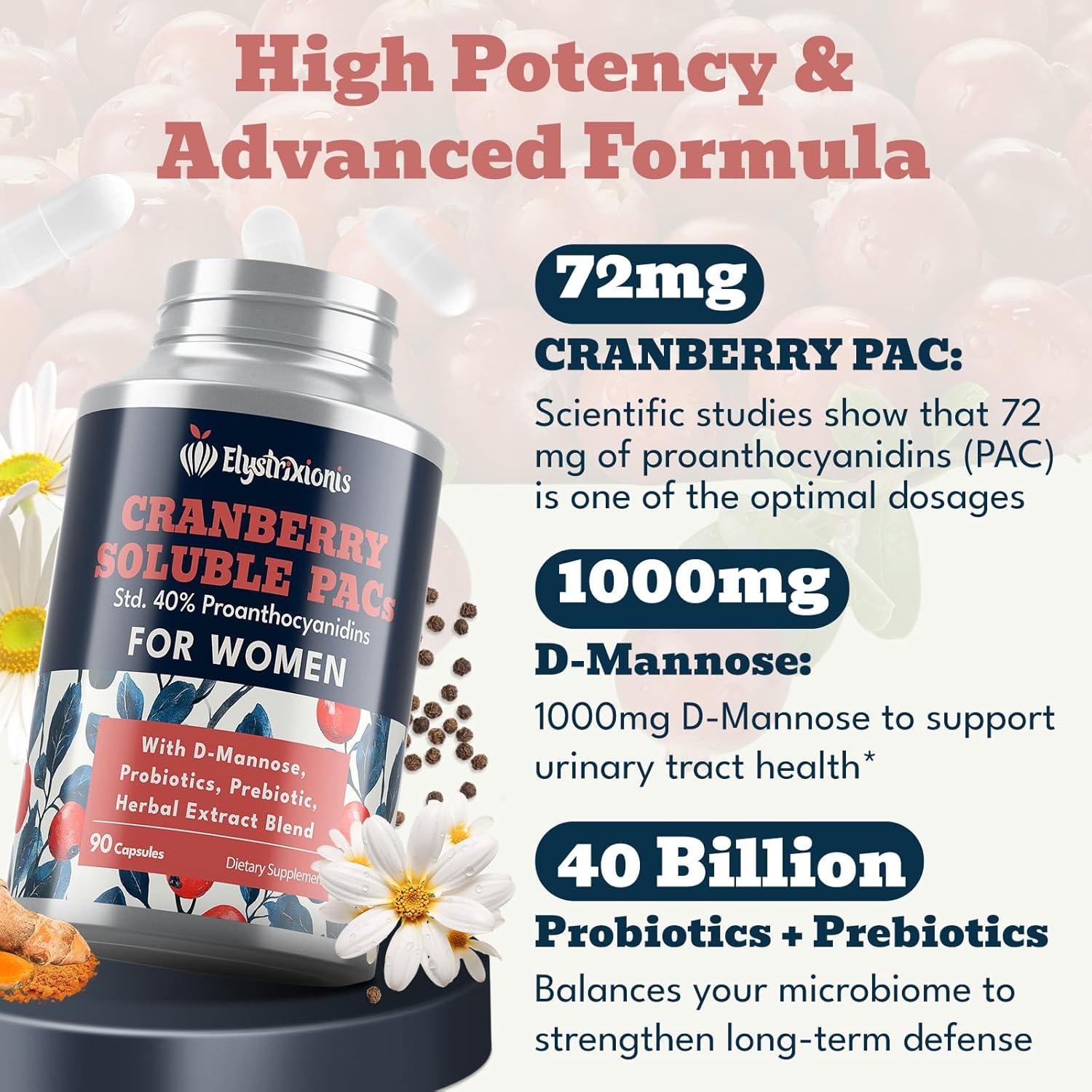 Suplemento de Arándano Elystrixionis 90 Cápsulas 72mg PAC