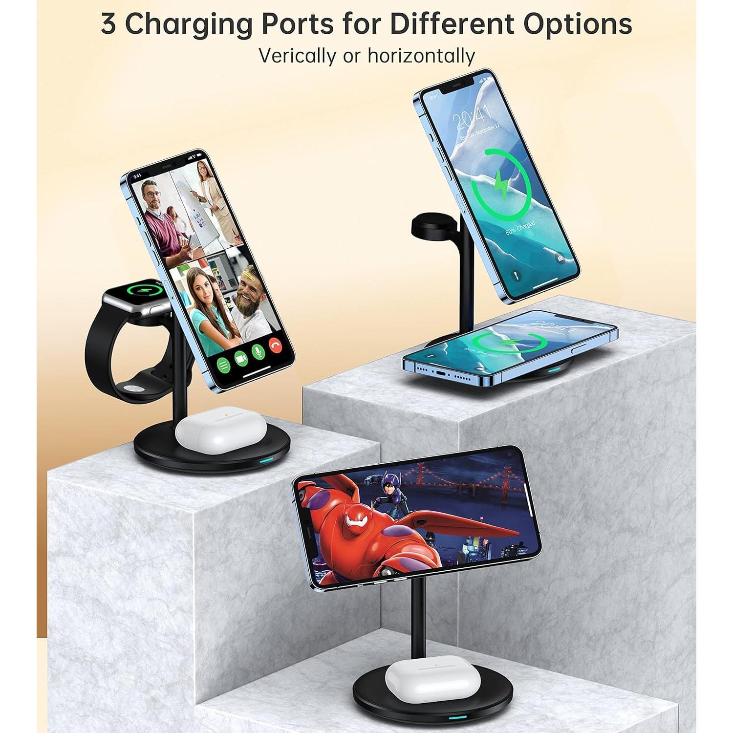 Estación de Carga Inalámbrica 3 en 1 XooFly con Adaptador 20W