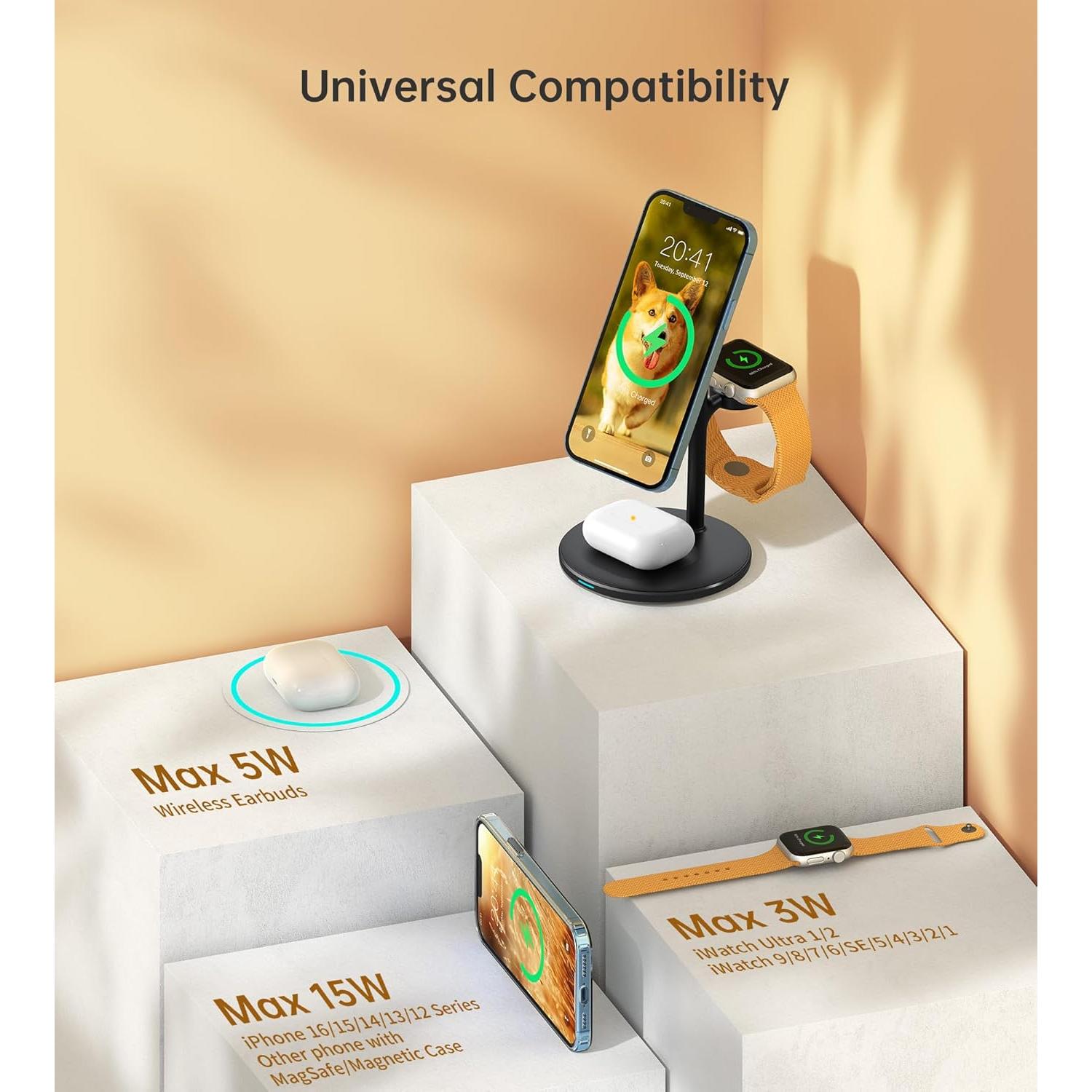 Estación de Carga Inalámbrica 3 en 1 XooFly con Adaptador 20W