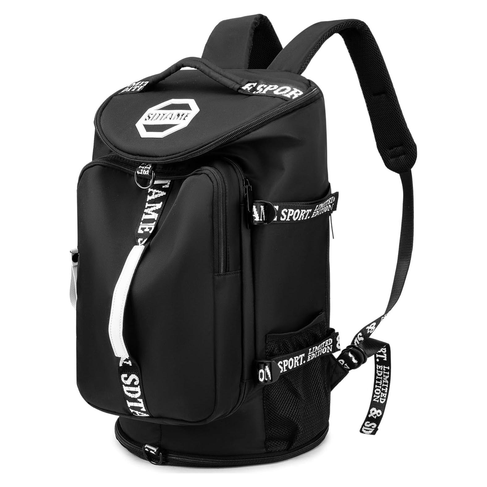 Bolsa de gimnasio SDTAME tipo duffle negra con compartimento para zapatos