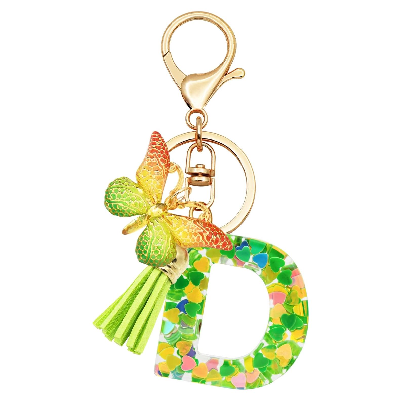 Llavero Inicial Personalizado TTYY para Mujeres Rosa Verde