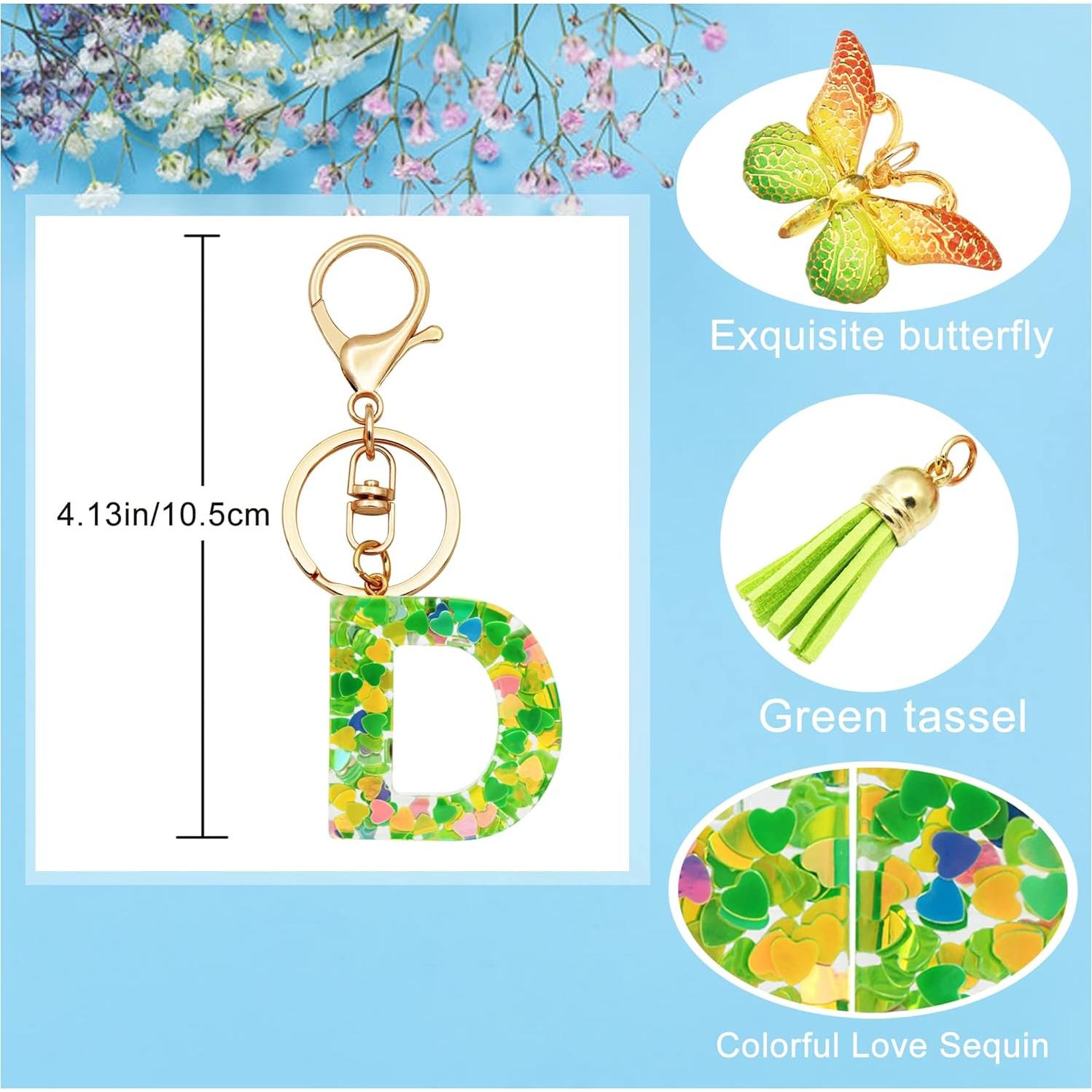 Llavero Inicial Personalizado TTYY para Mujeres Rosa Verde