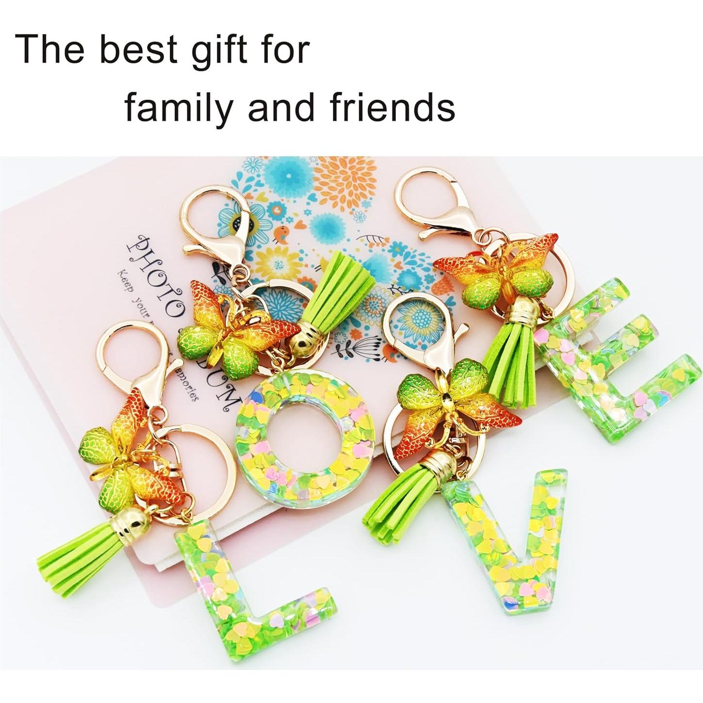 Llavero Inicial Personalizado TTYY para Mujeres Rosa Verde