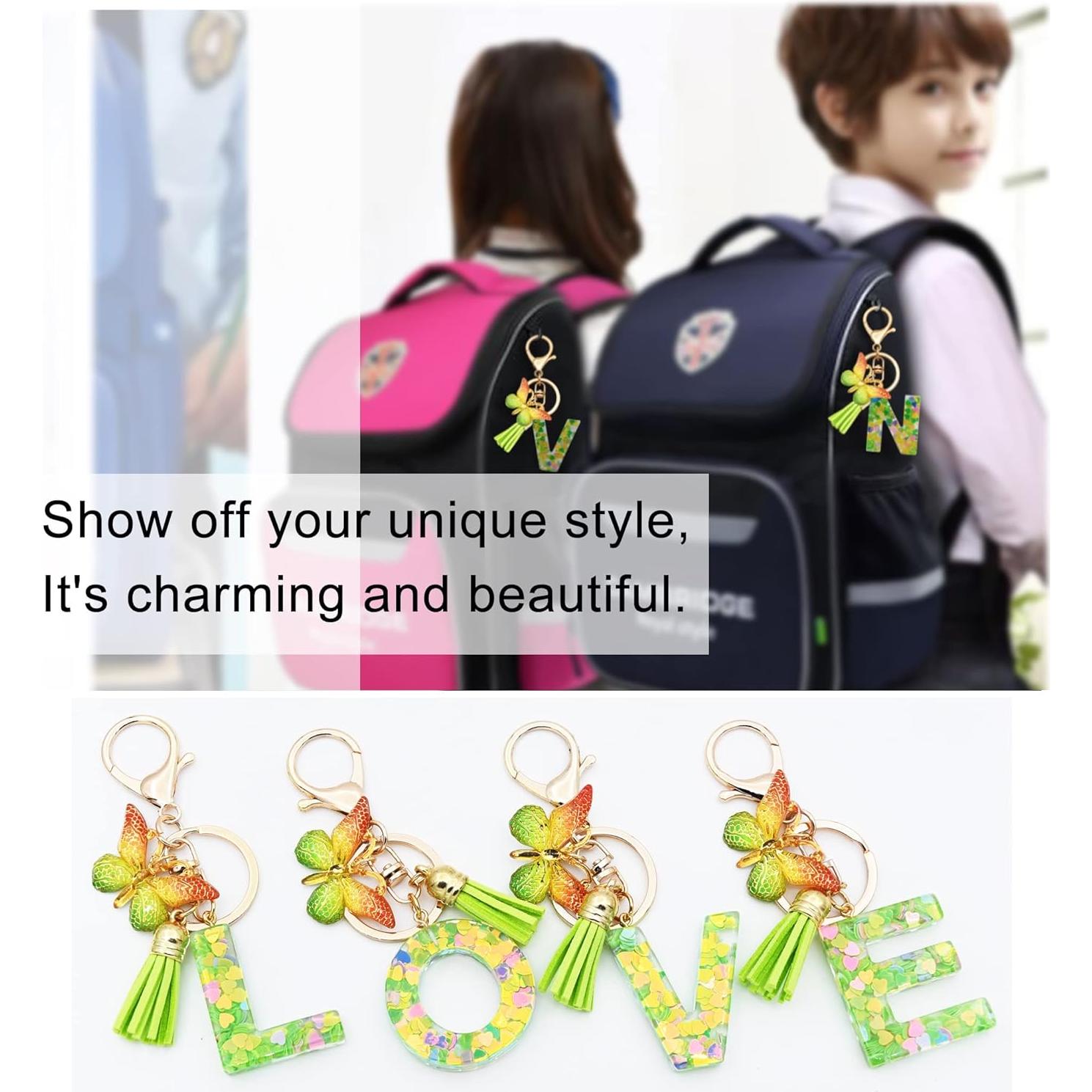 Llavero Inicial Personalizado TTYY para Mujeres Rosa Verde