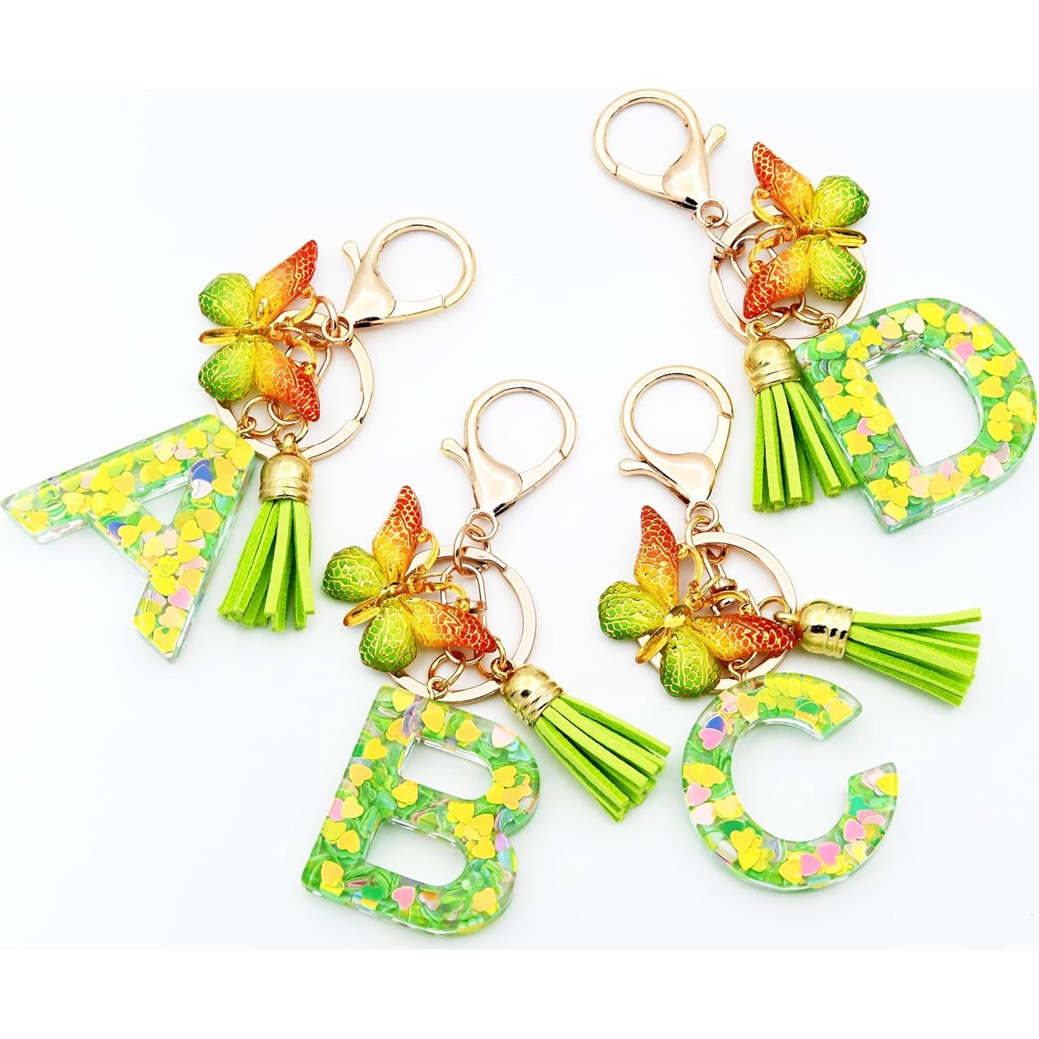 Llavero Inicial Personalizado TTYY para Mujeres Rosa Verde