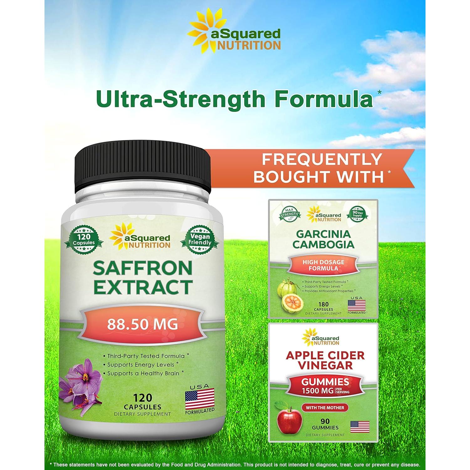 Suplemento de Azafrán aSquared Nutrition - 120 Cápsulas - 88.5mg