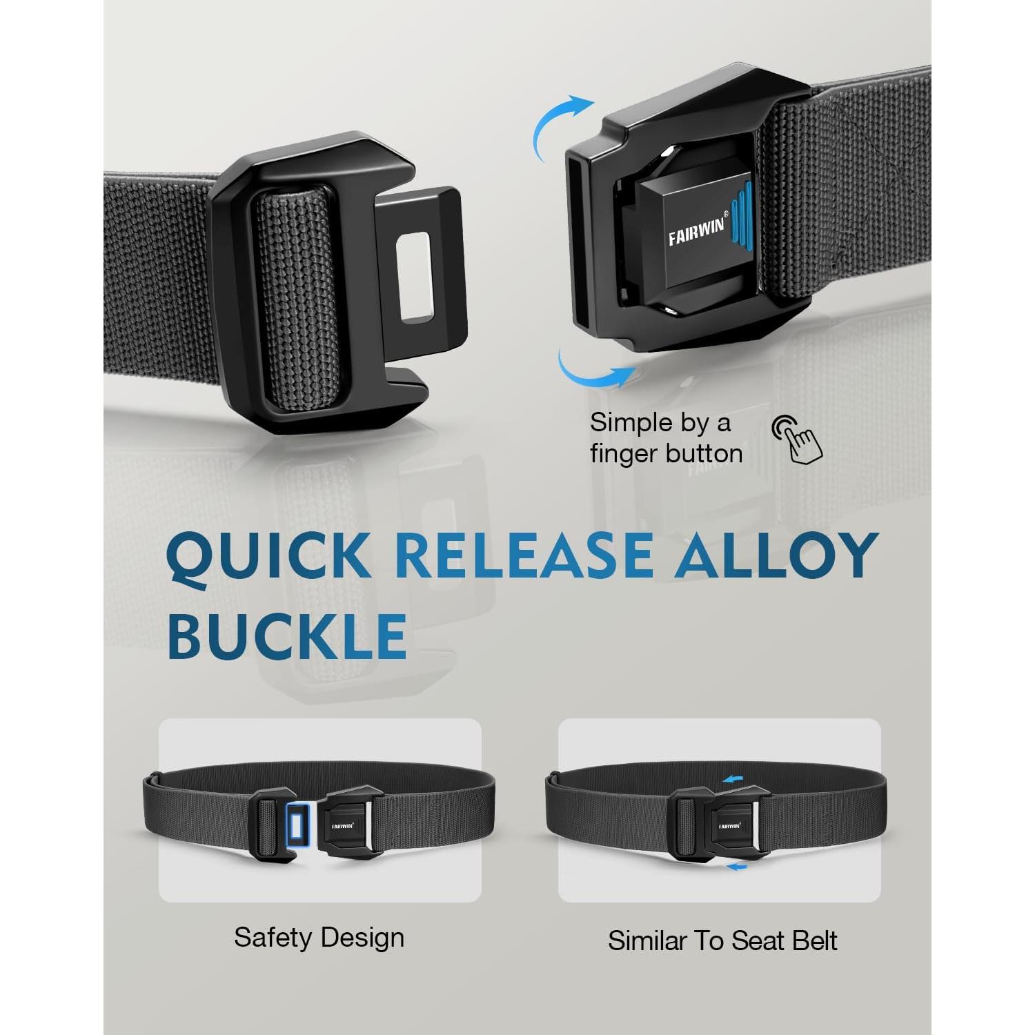 Cinturón FAIRWIN táctico de nylon elástico 115 cm gris
