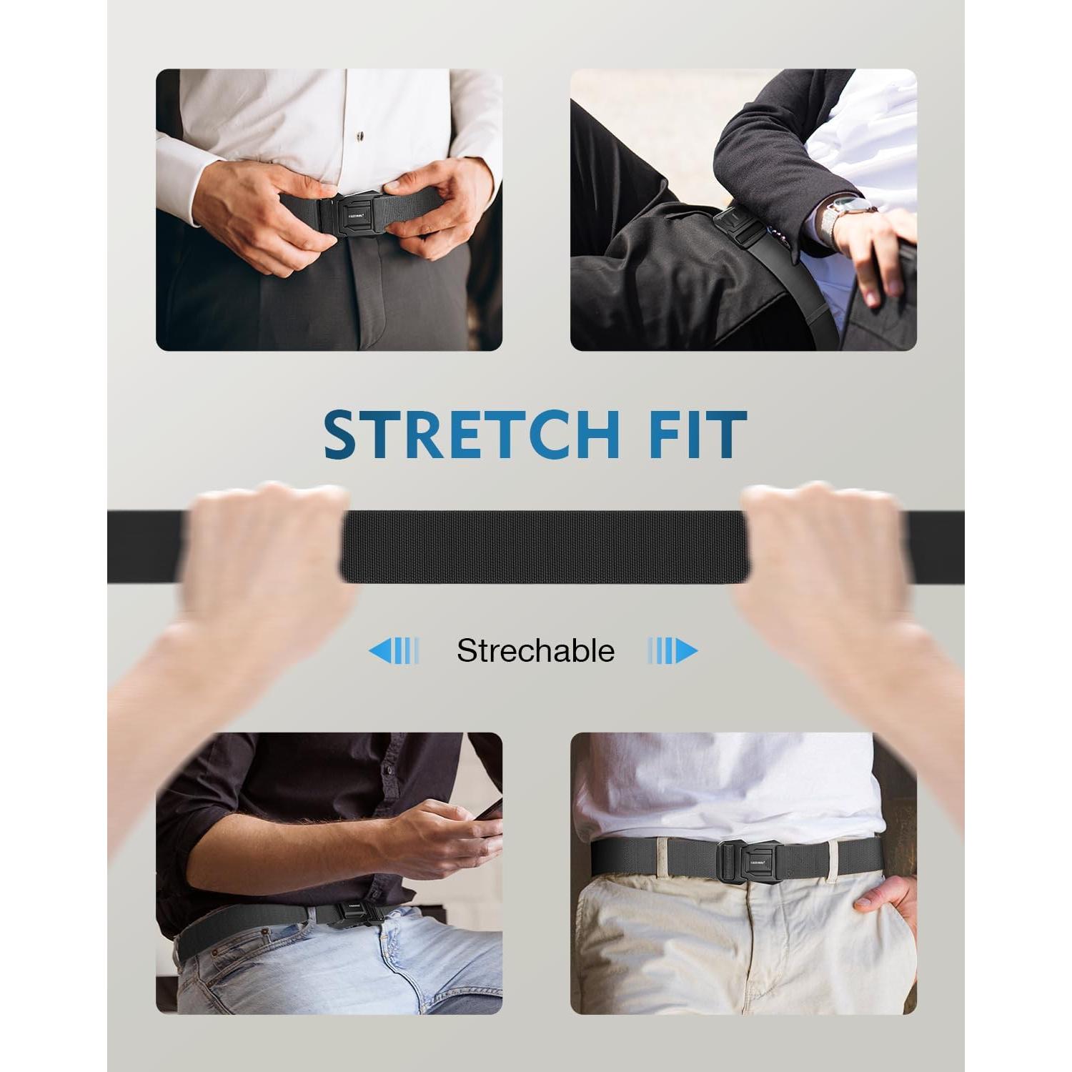 Cinturón FAIRWIN táctico de nylon elástico 115 cm gris