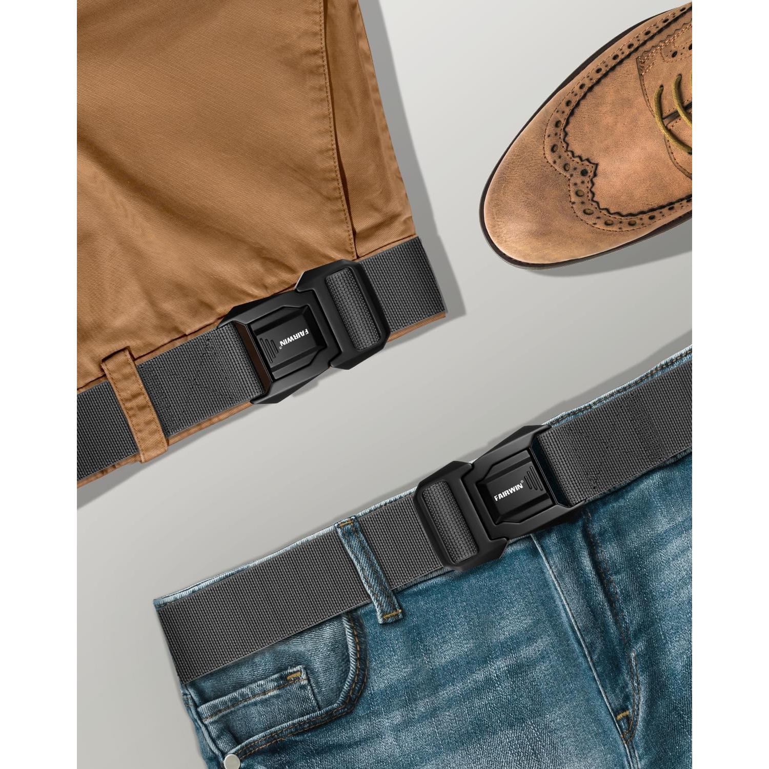 Cinturón FAIRWIN táctico de nylon elástico 115 cm gris