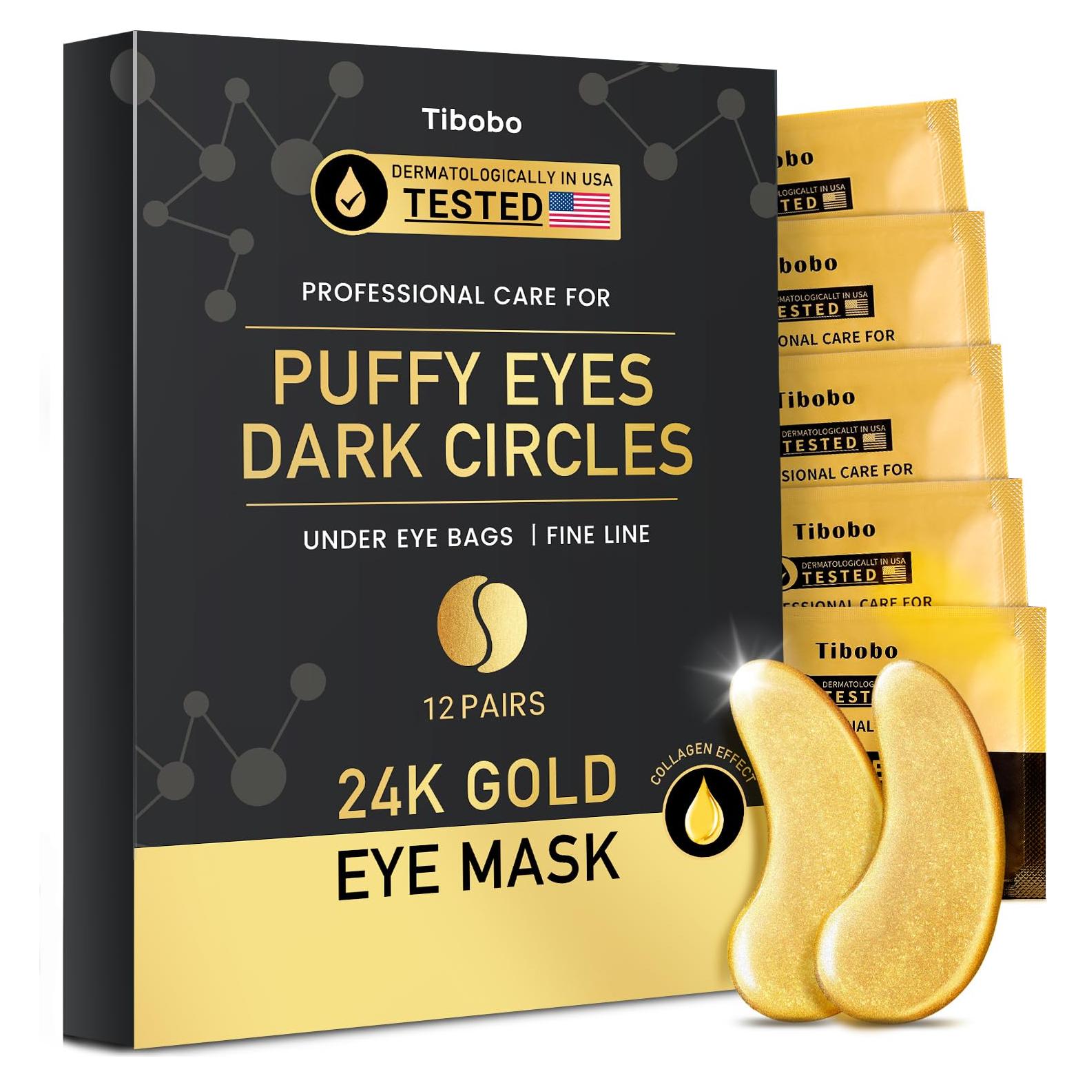 Mascarillas de Ojos de Oro 24K Tibobo - 12 Pares Hidratantes