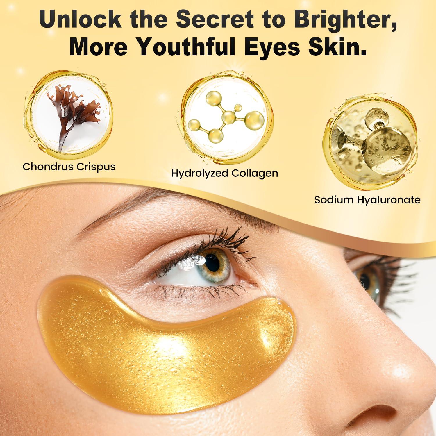 Mascarillas de Ojos de Oro 24K Tibobo - 12 Pares Hidratantes
