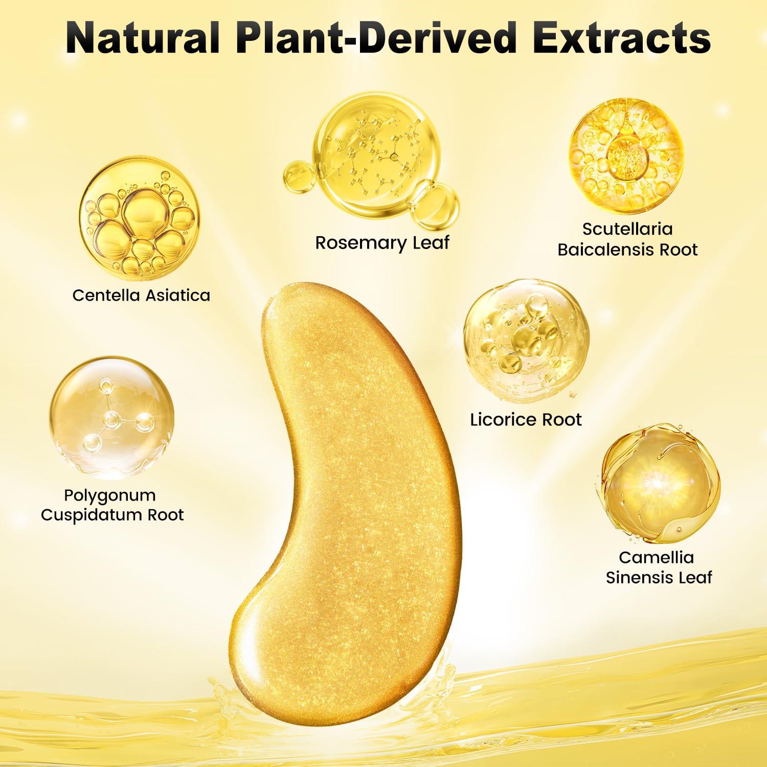 Mascarillas de Ojos de Oro 24K Tibobo - 12 Pares Hidratantes