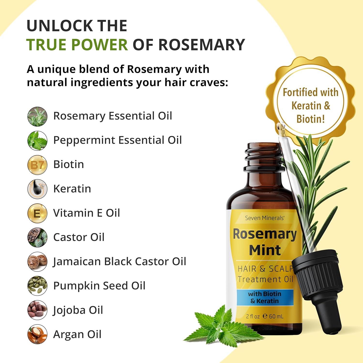 Aceite de Romero Seven Minerals 60 ml - Crecimiento Cabello Biotina