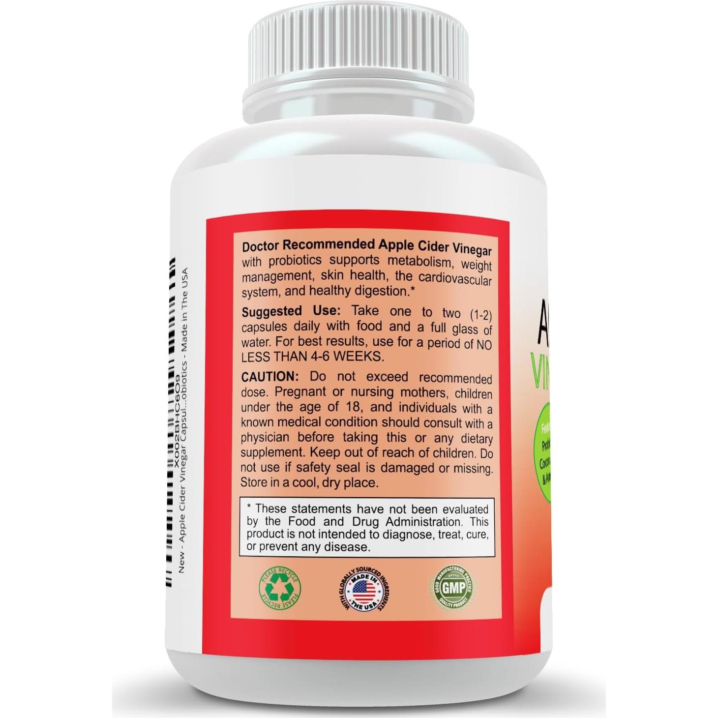 Cápsulas de Vinagre de Sidra de Manzana Orgánico 1500mg - 120 Unidades