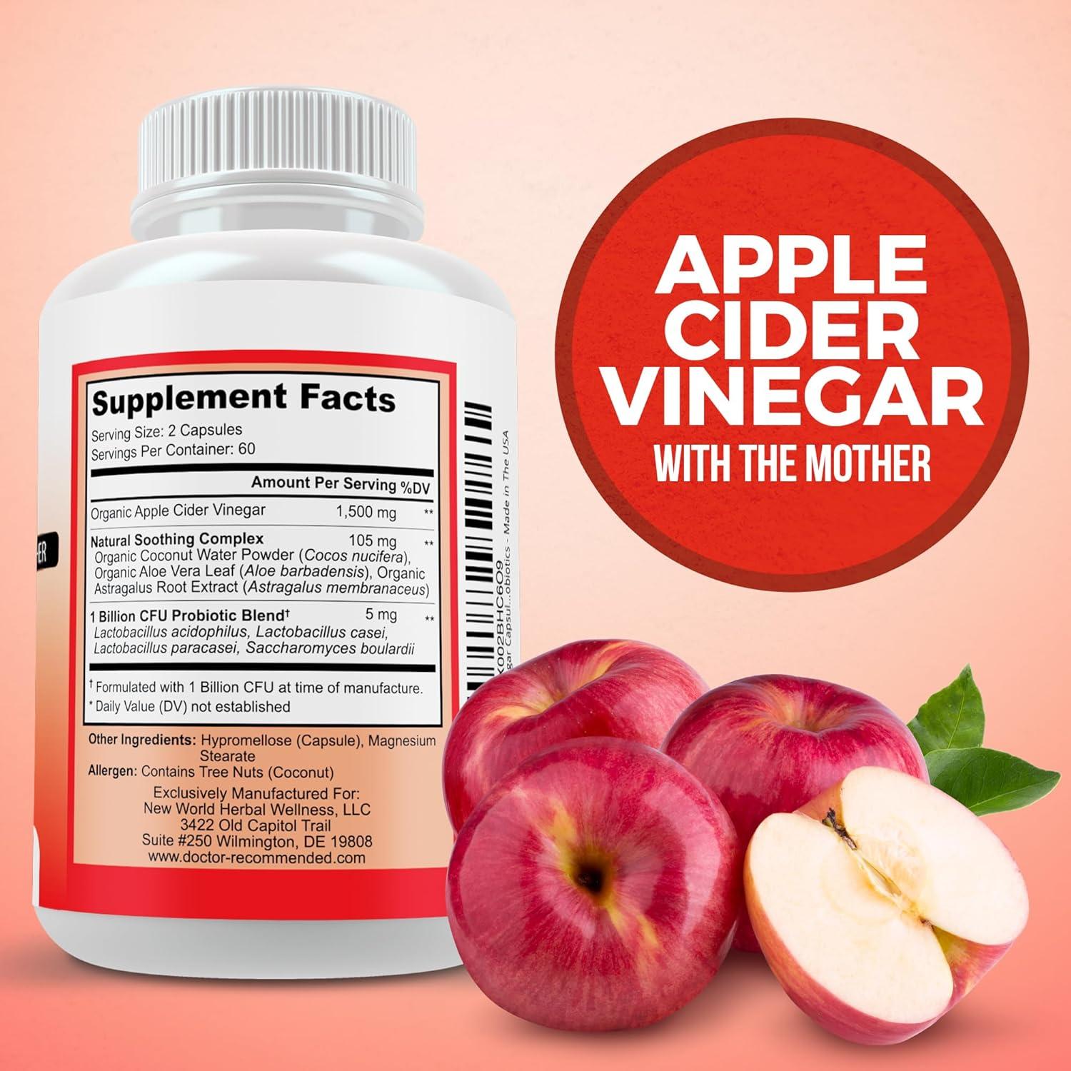 Cápsulas de Vinagre de Sidra de Manzana Orgánico 1500mg - 120 Unidades