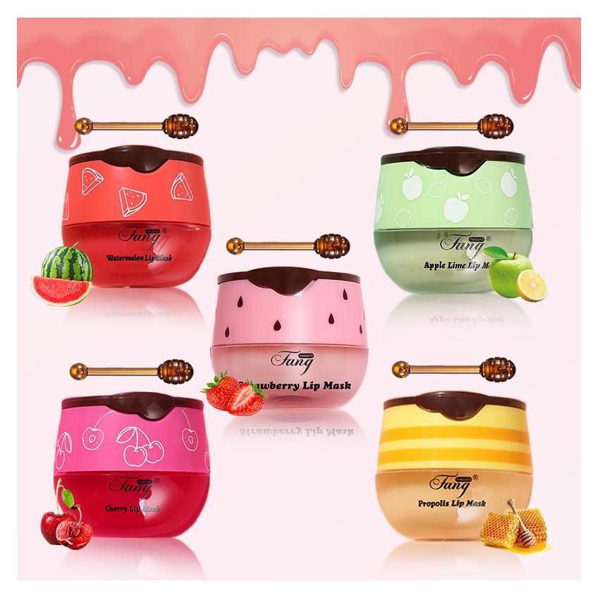 Bálsamo Labial Hidratante 5PCS Miel Fresa Manzana Cereza Sandía