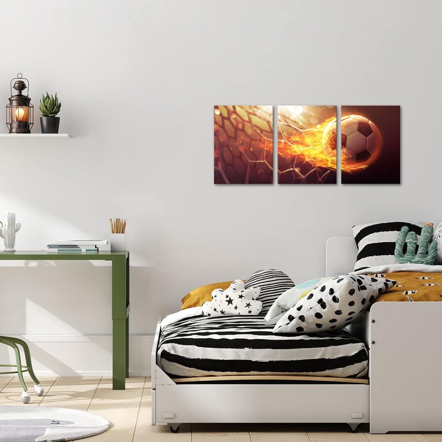 Arte de Pared de Fútbol RnnJoile 3 Piezas 30x40cm Lienzo HD