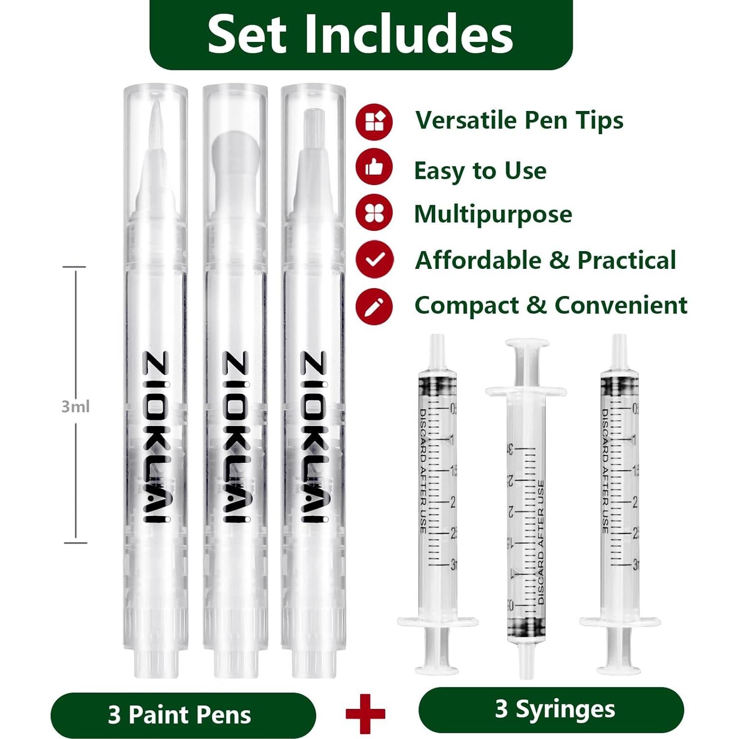 Juego de 6 Bolígrafos de Pintura ZIOKLAI Rellenables 3ml