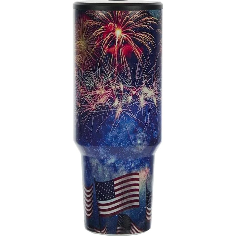 Taza de Acero Inoxidable Bioworld 1.18L Americana Fuegos Artificiales
