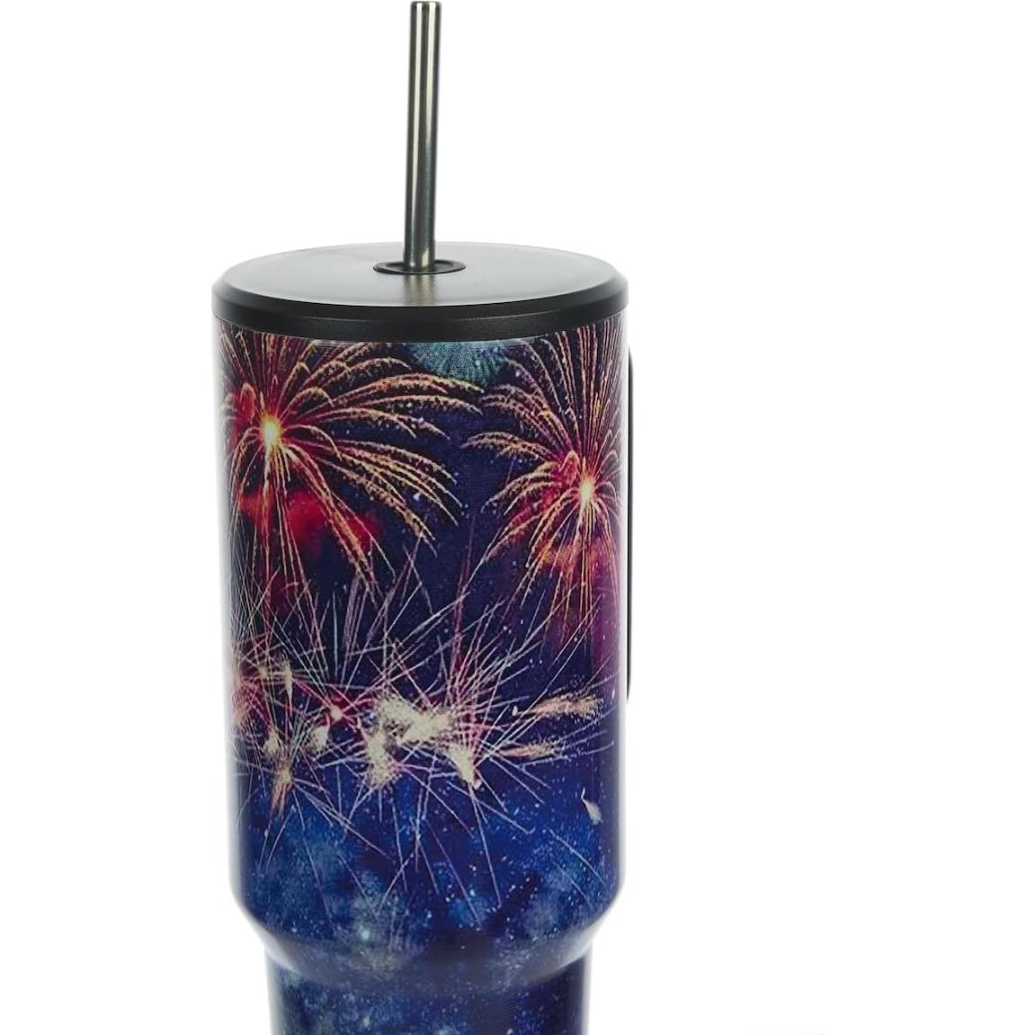 Taza de Acero Inoxidable Bioworld 1.18L Americana Fuegos Artificiales
