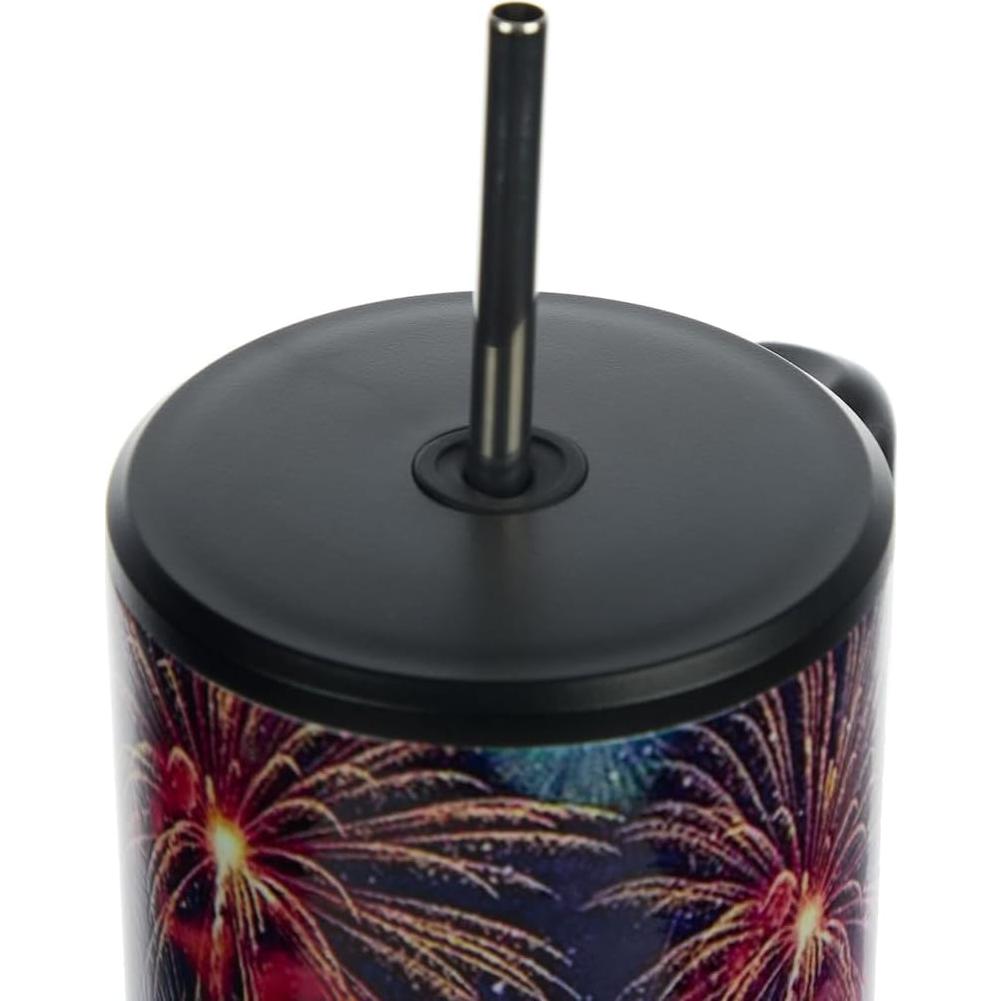 Taza de Acero Inoxidable Bioworld 1.18L Americana Fuegos Artificiales