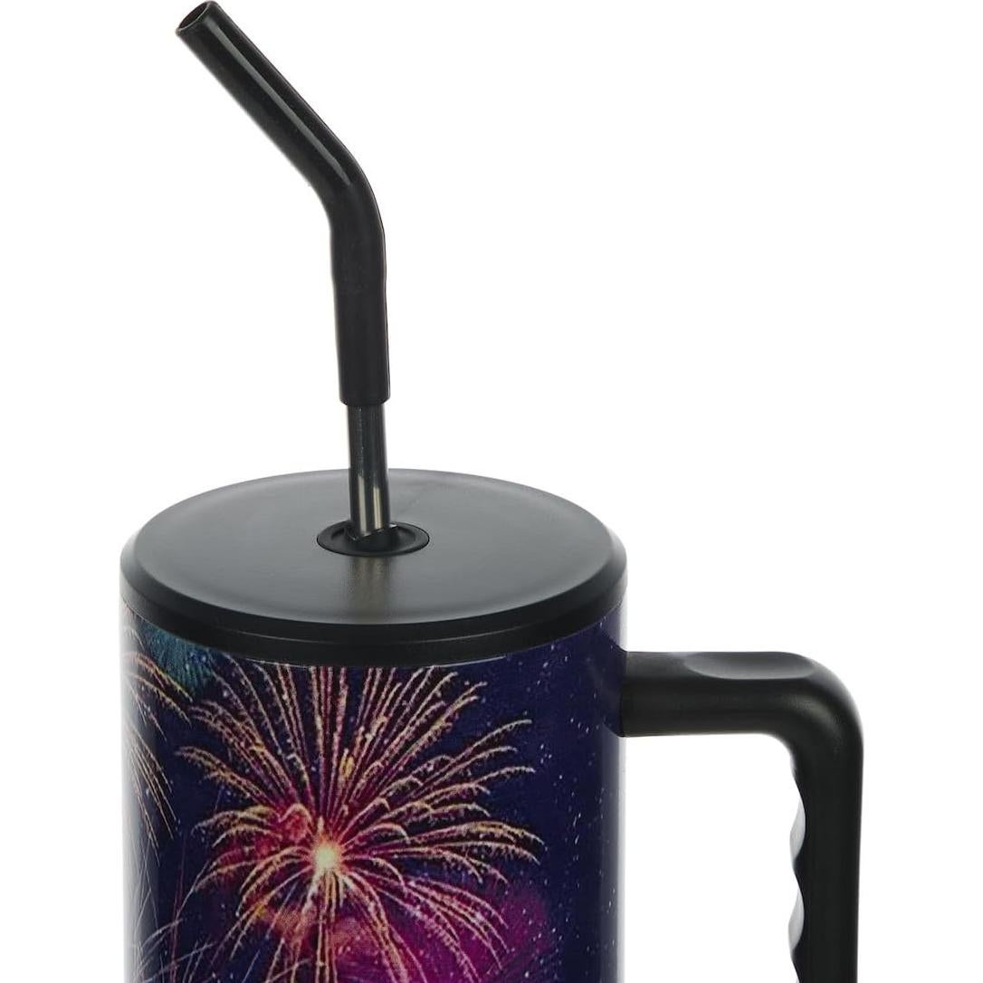 Taza de Acero Inoxidable Bioworld 1.18L Americana Fuegos Artificiales