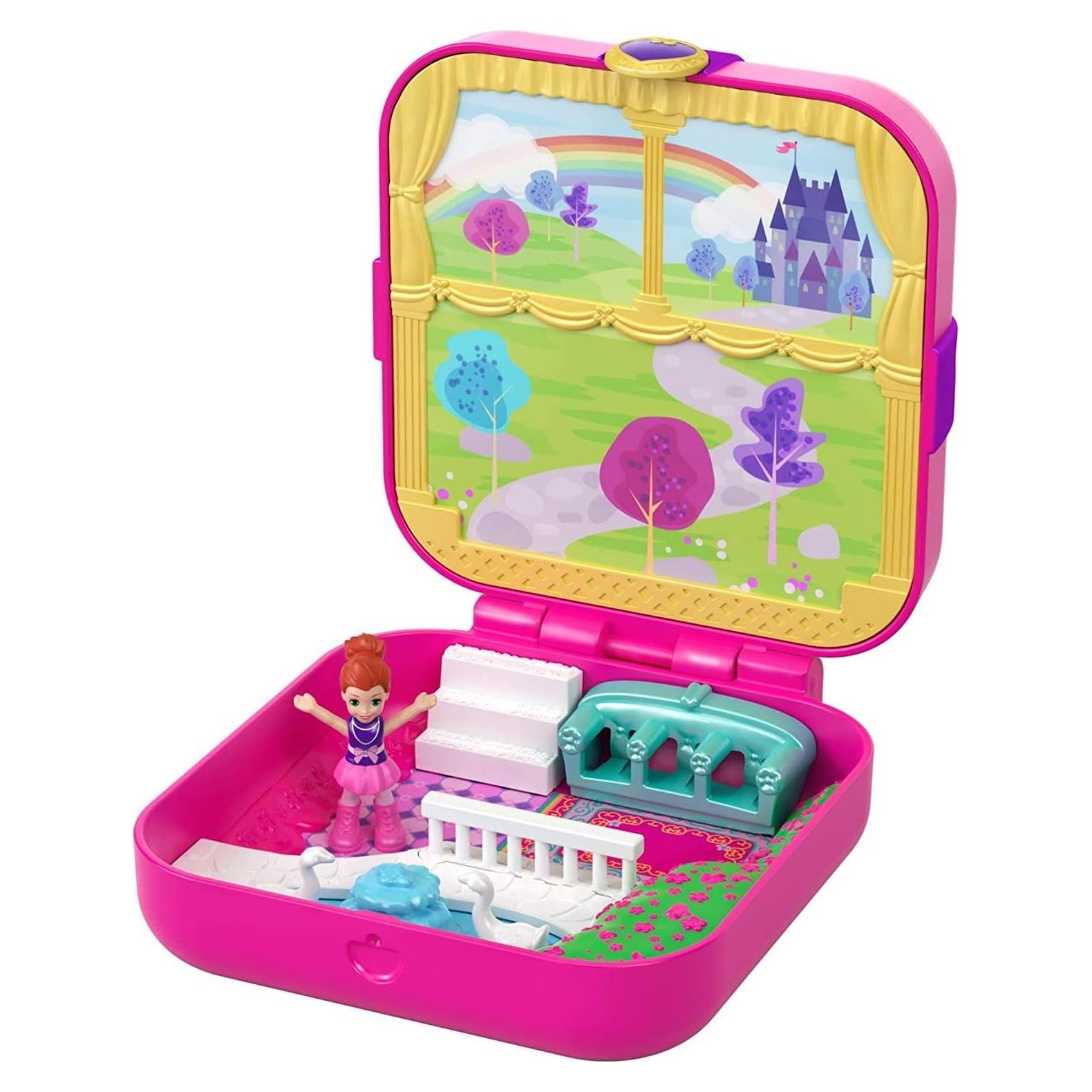 Compacto Polly Pocket Lil' Princess Pad con 3 Accesorios y Stickers