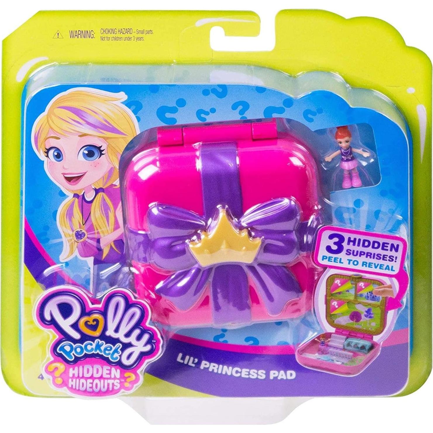 Compacto Polly Pocket Lil' Princess Pad con 3 Accesorios y Stickers