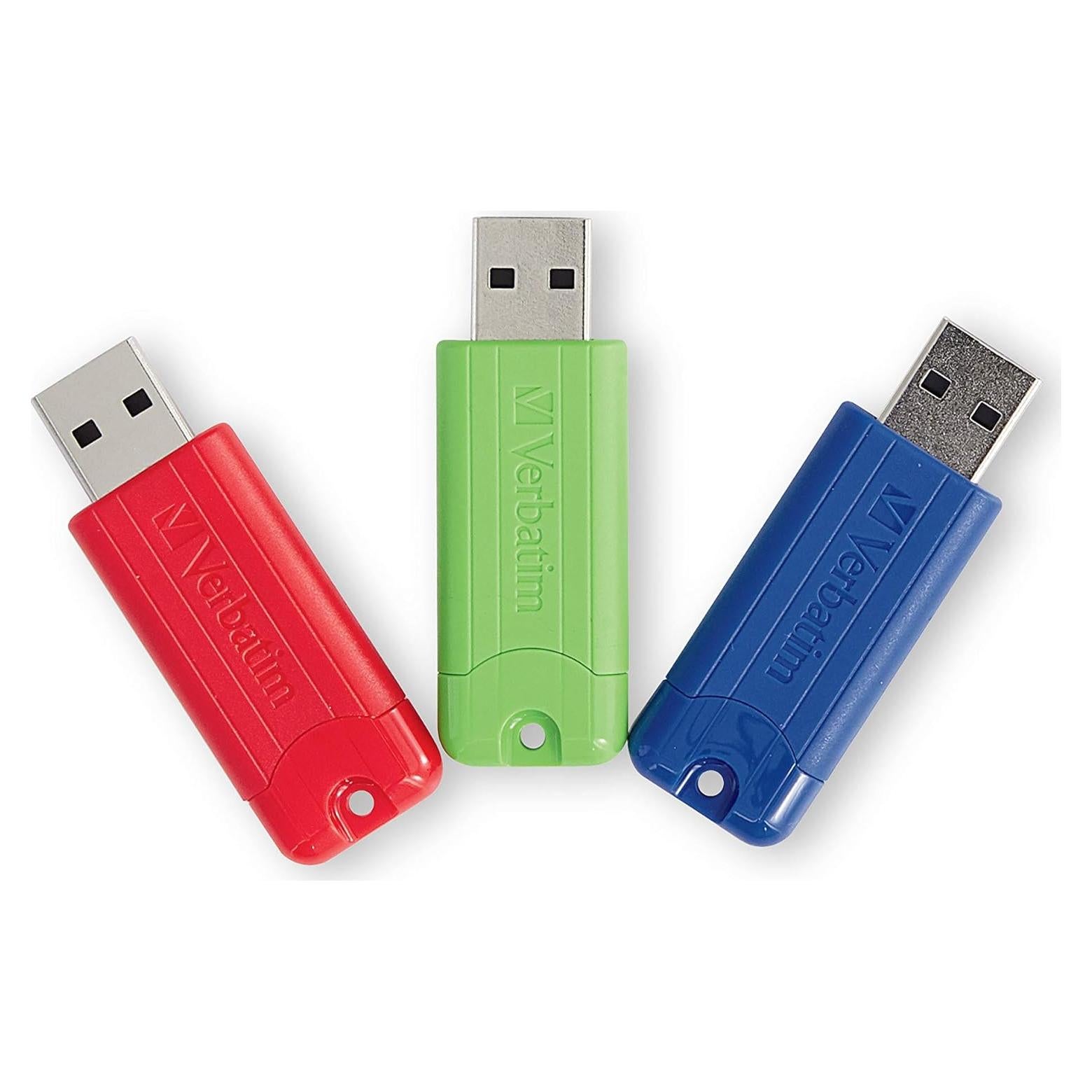 Pendrive Verbatim 128GB USB 3.2 Retráctil 3 Pack Multicolor