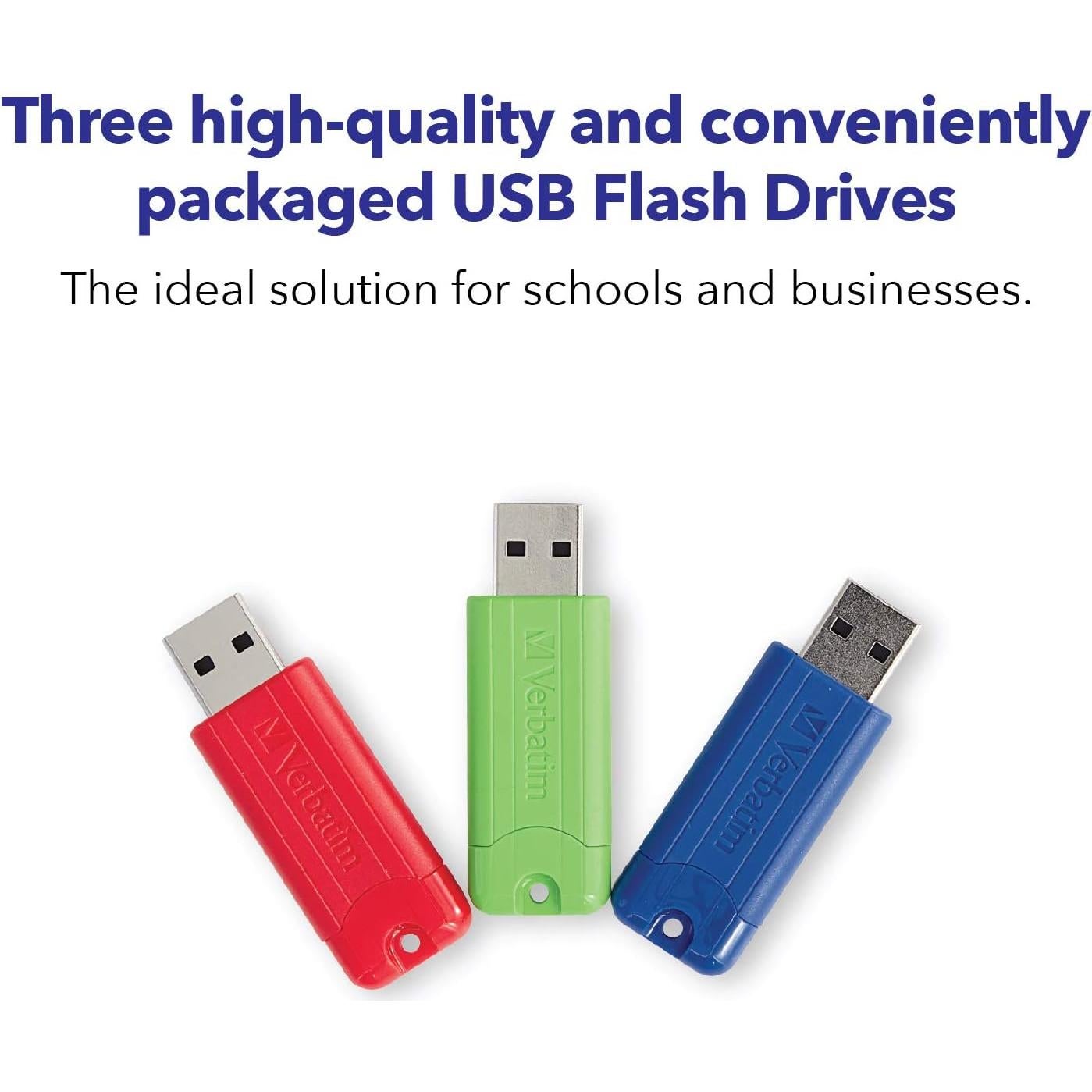 Pendrive Verbatim 128GB USB 3.2 Retráctil 3 Pack Multicolor