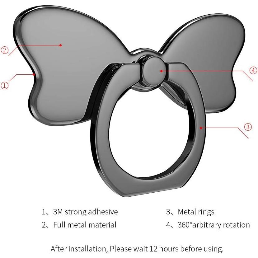 Soporte de Anillo PZOZ para Teléfono Móvil Metal Negro 360°