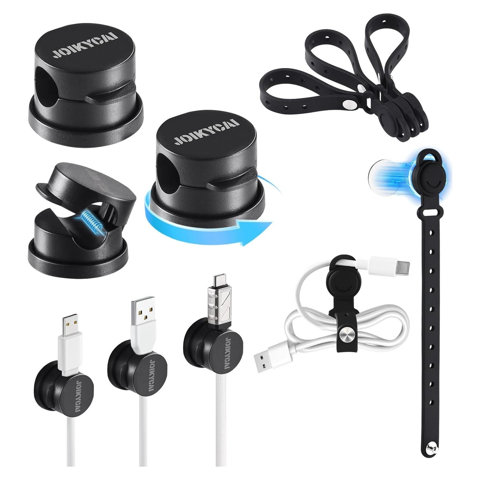 6 Sujetadores de Cables Rotativos JOIKYCAI + 5 Lazos Magnéticos