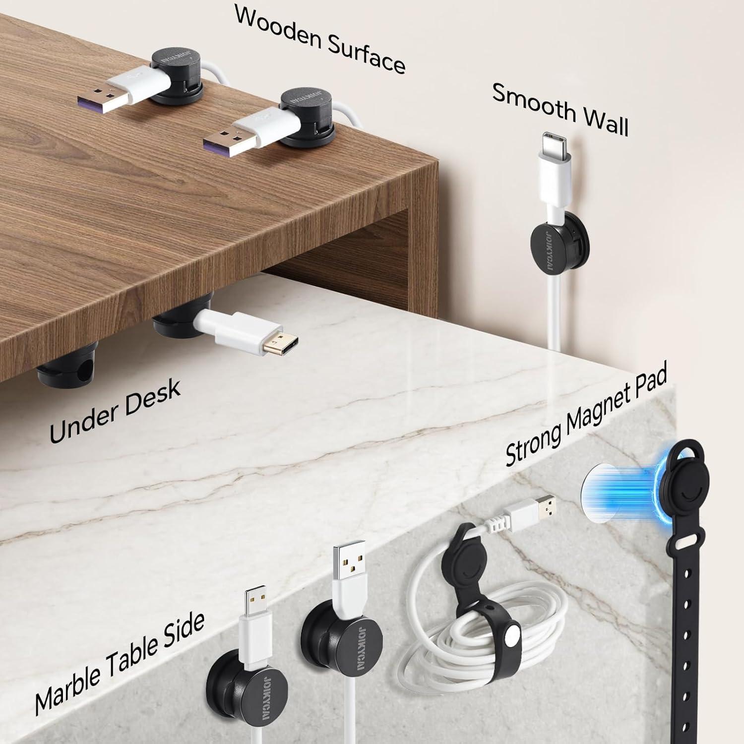 6 Sujetadores de Cables Rotativos JOIKYCAI + 5 Lazos Magnéticos