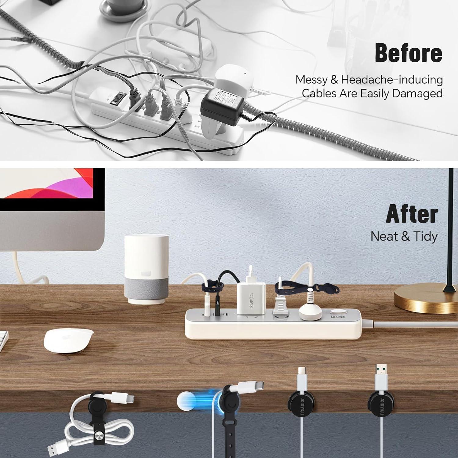 6 Sujetadores de Cables Rotativos JOIKYCAI + 5 Lazos Magnéticos