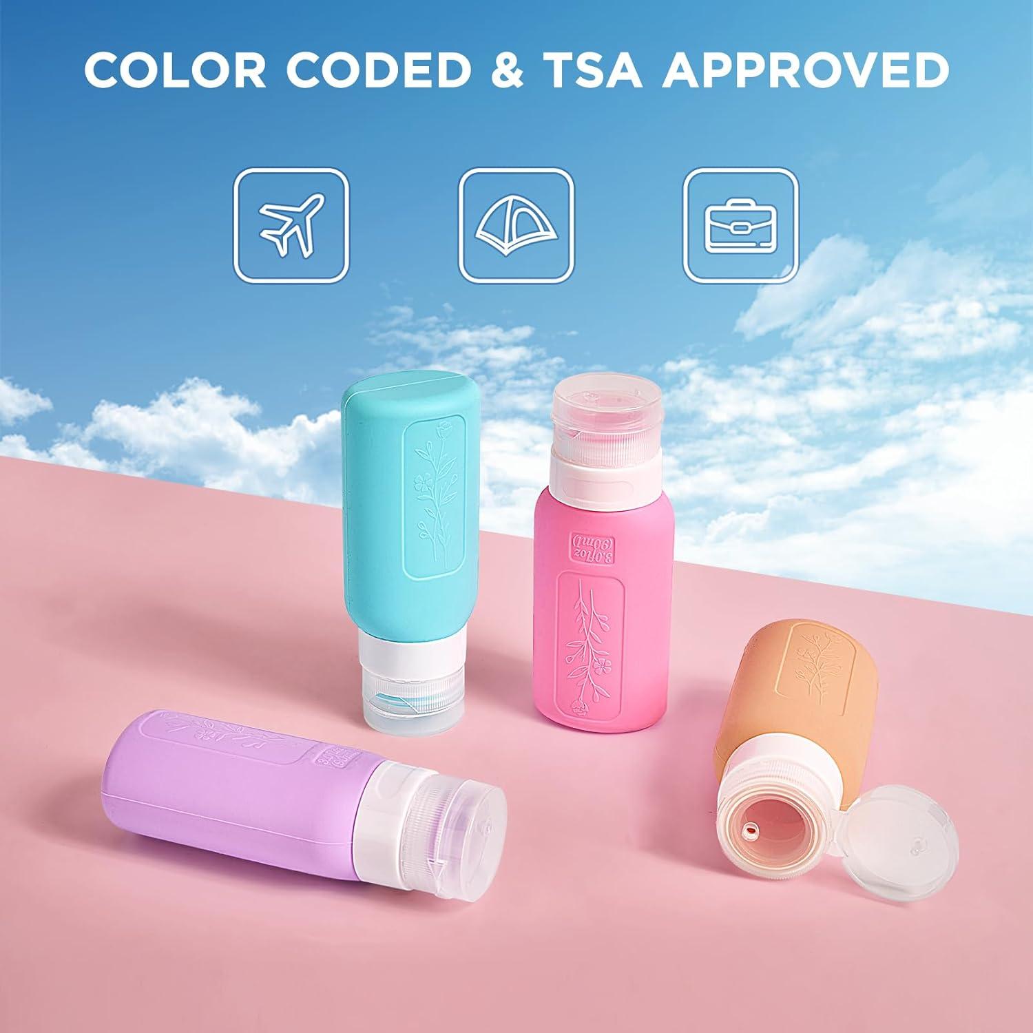 Botellas de Viaje YAMYONE 17 Pack Rosa 90ml Aprobadas por TSA