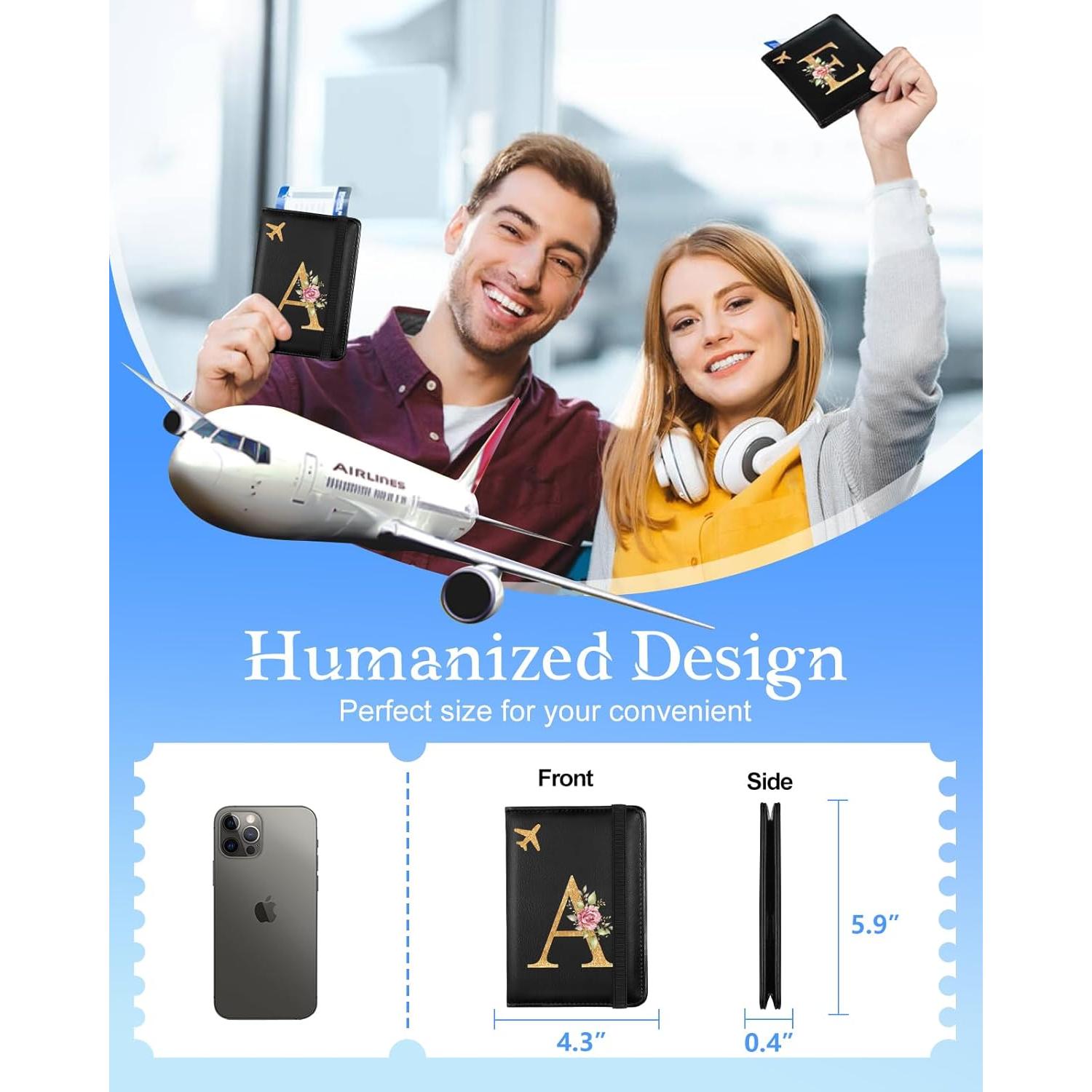 Funda de Pasaporte Slohif para Mujeres - Cuero Vegano Negro