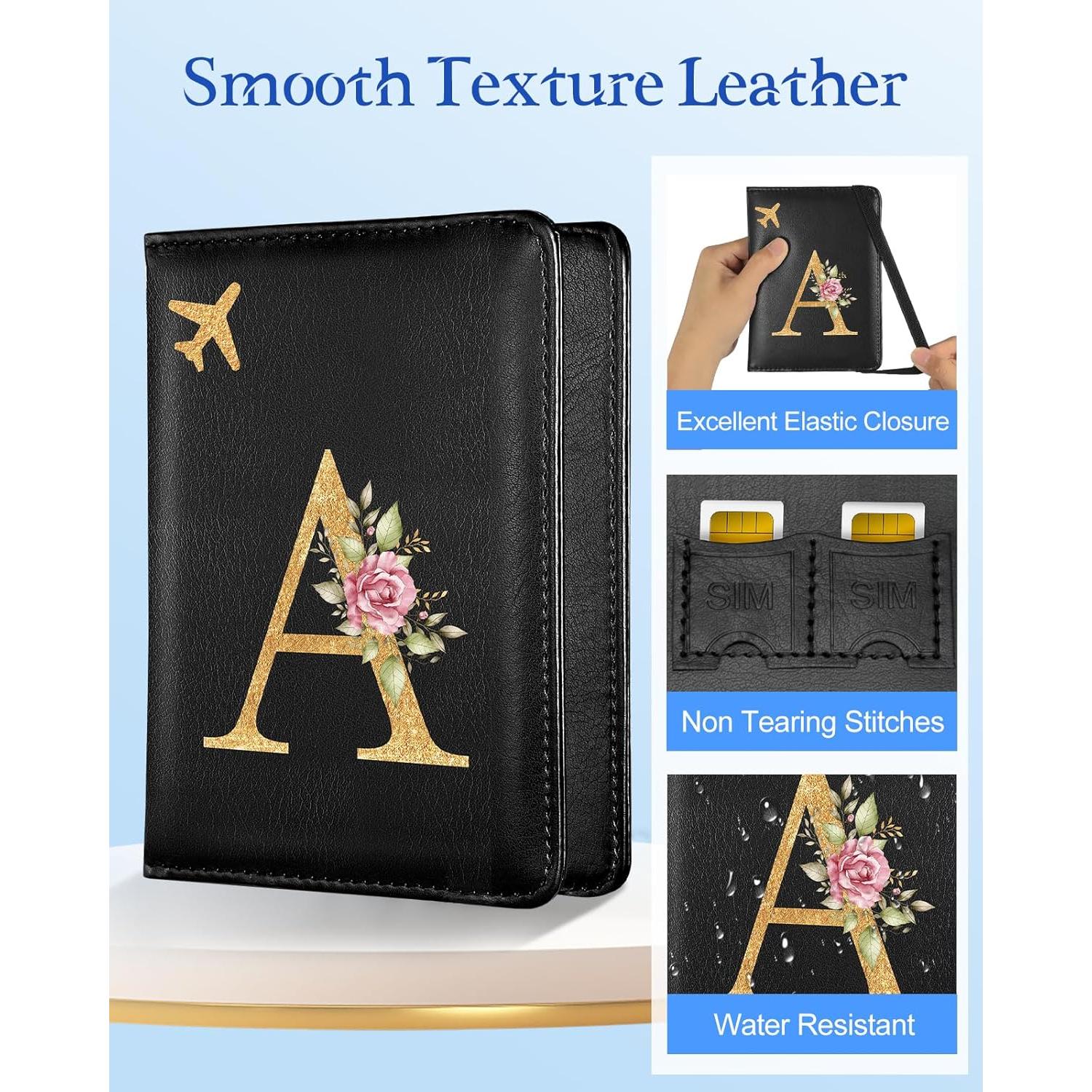 Funda de Pasaporte Slohif para Mujeres - Cuero Vegano Negro