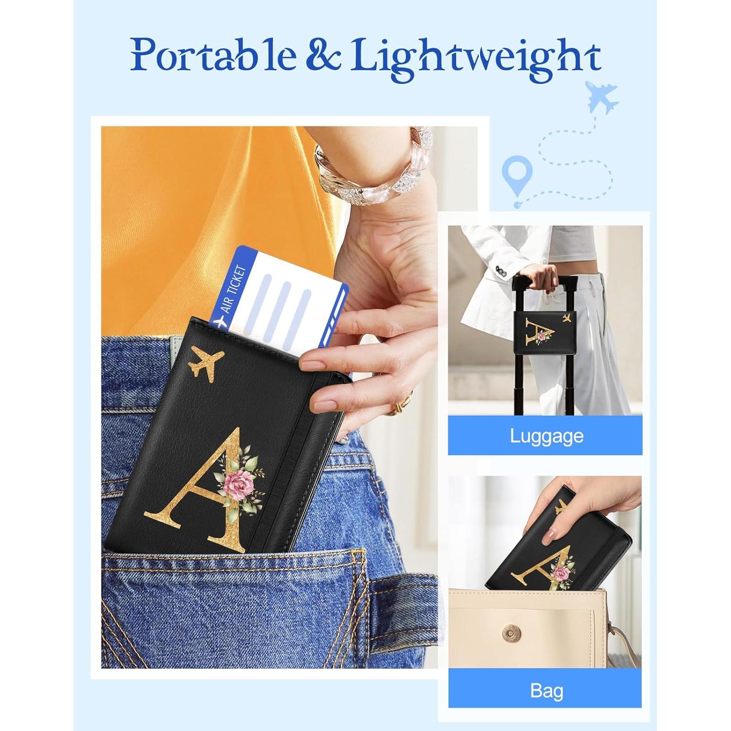 Funda de Pasaporte Slohif para Mujeres - Cuero Vegano Negro